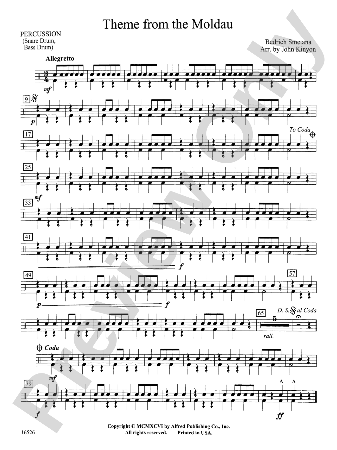 Theme from "The Moldau": 1st Percussion