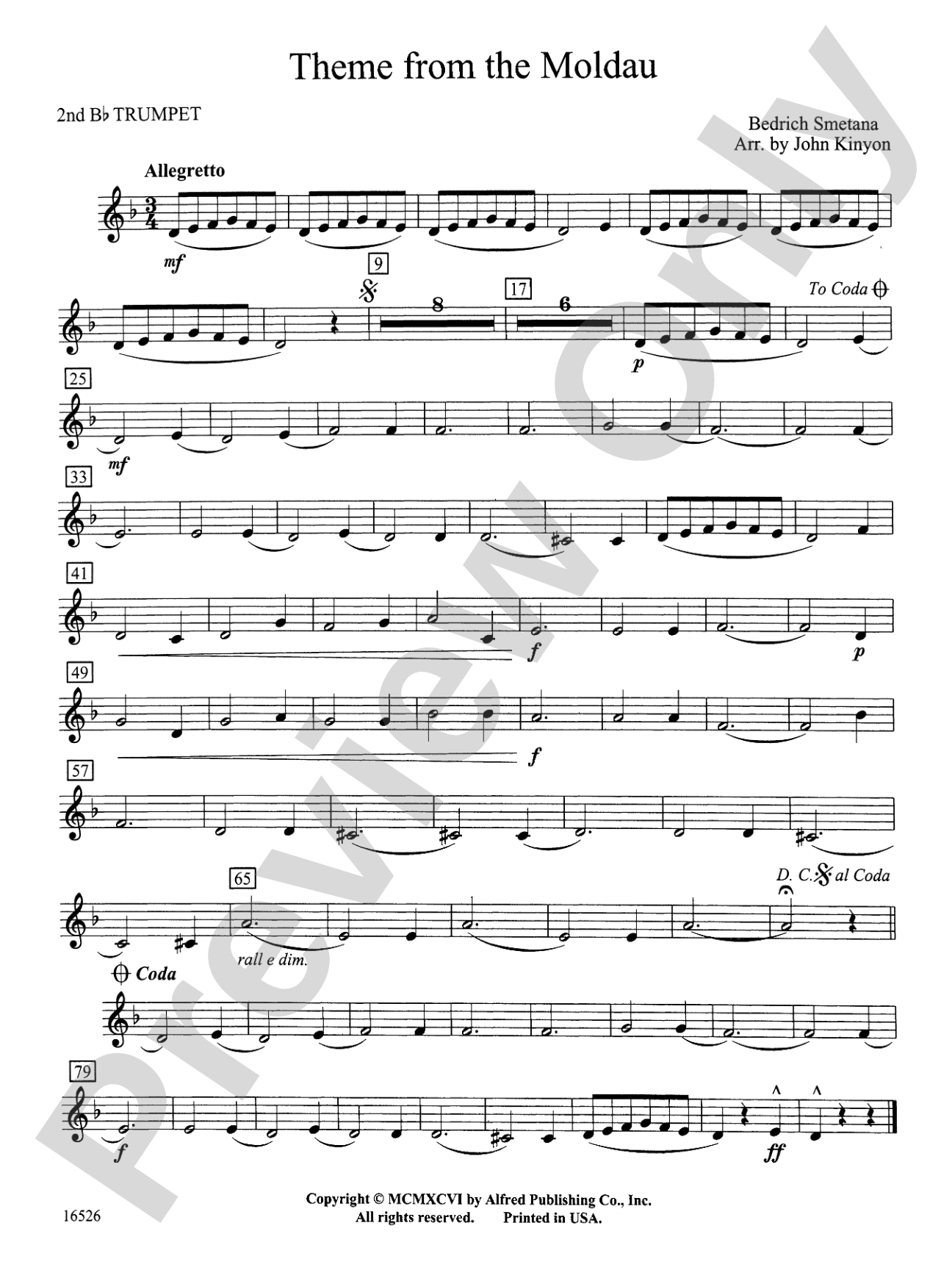 Theme from "The Moldau": 2nd B-flat Trumpet