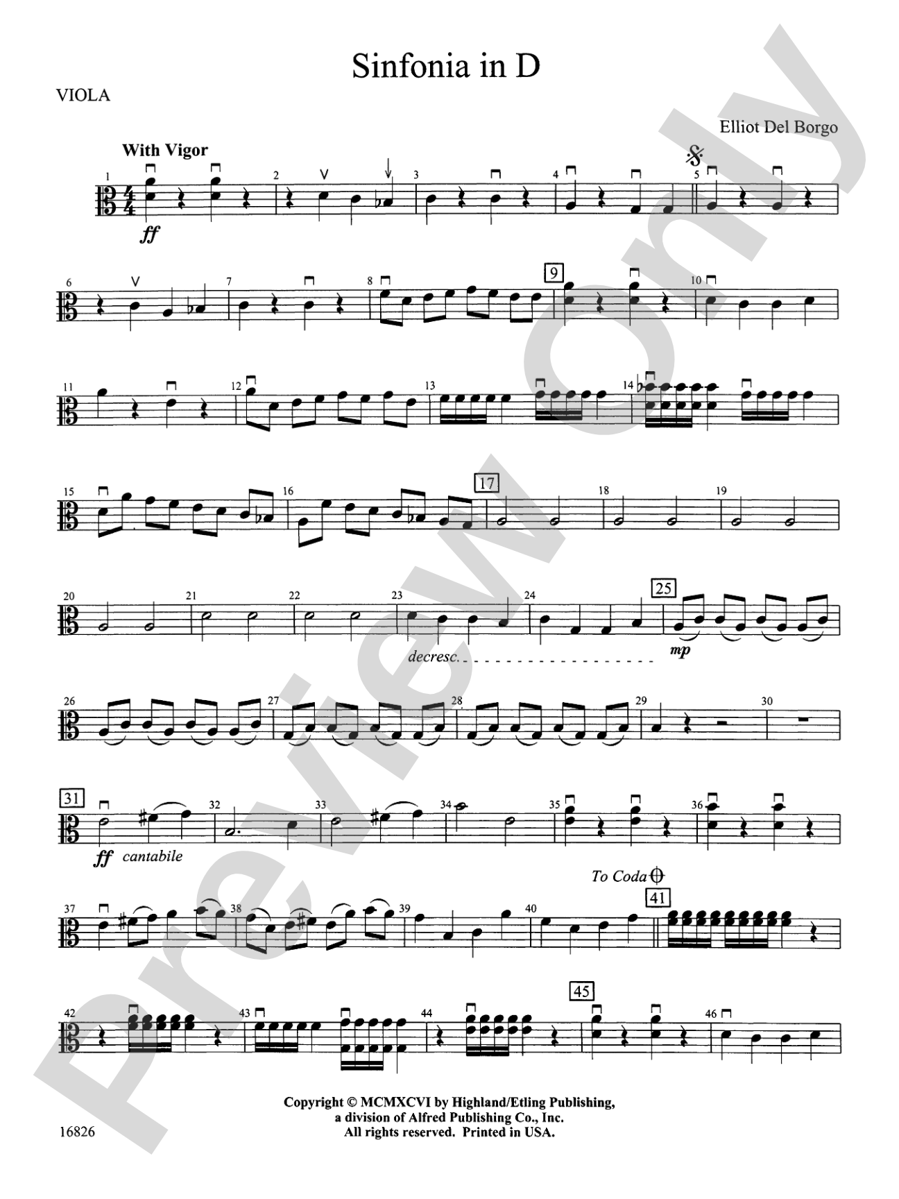 Sinfonia in D: Viola
