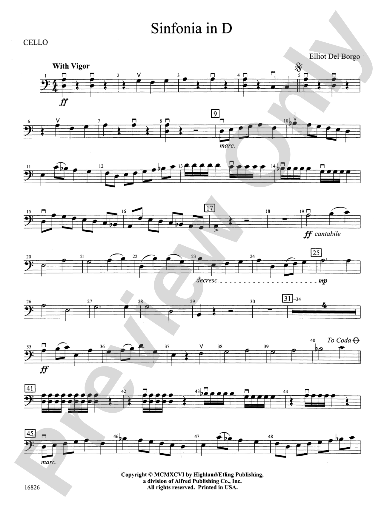 Sinfonia in D: Cello