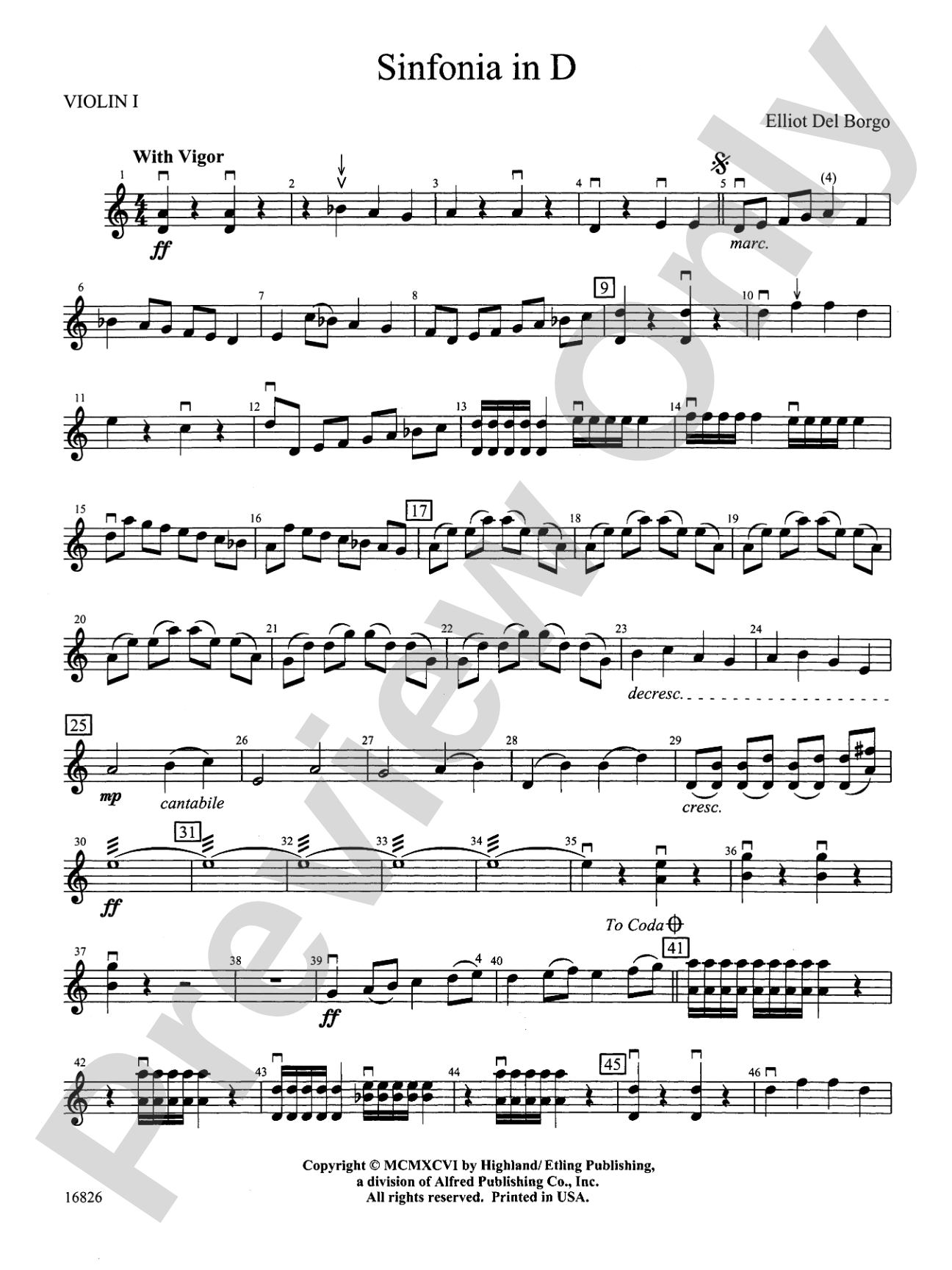 Sinfonia in D: 1st Violin