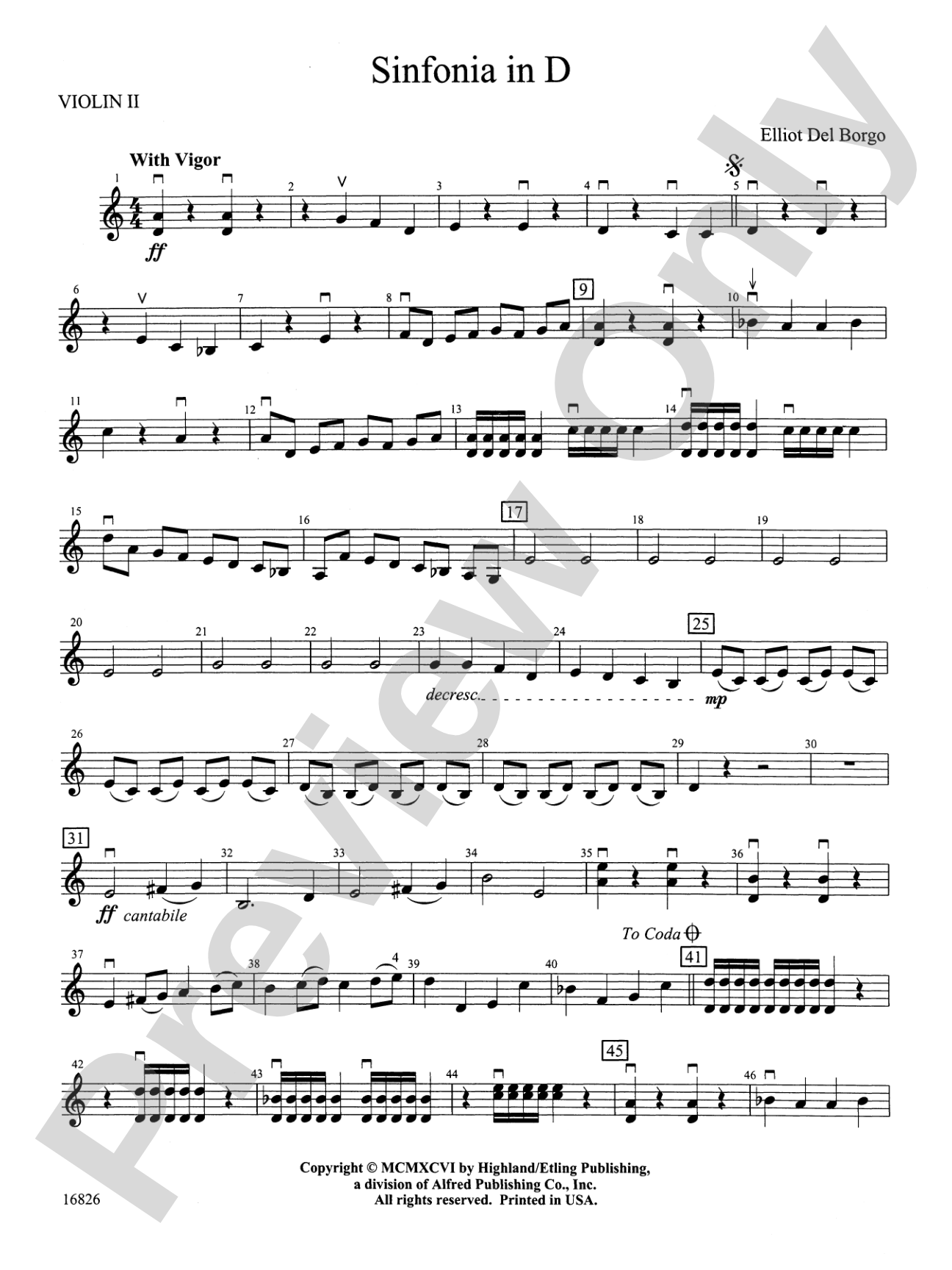 Sinfonia in D: 2nd Violin