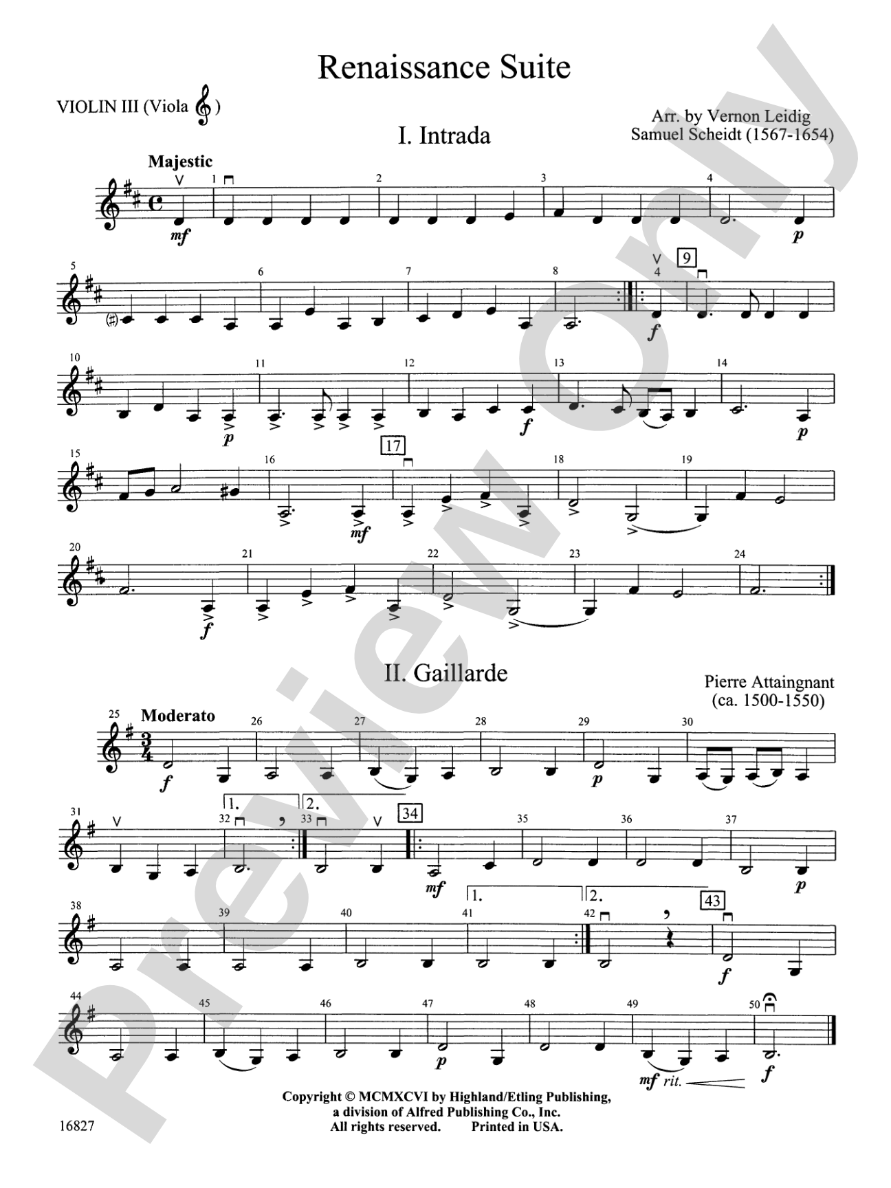 Renaissance Suite: 3rd Violin (Viola [TC])