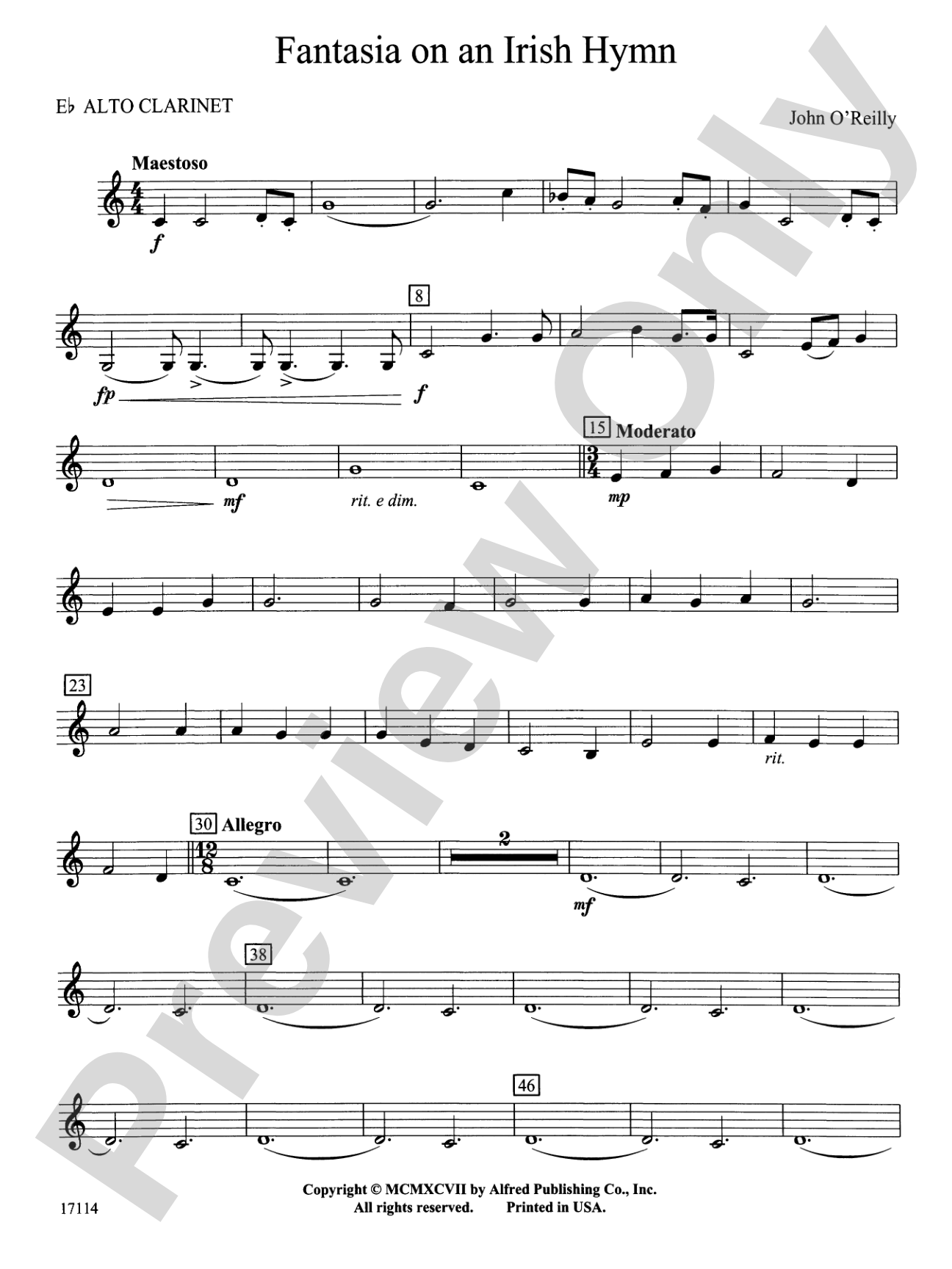 Fantasia on an Irish Hymn: E-flat Alto Clarinet