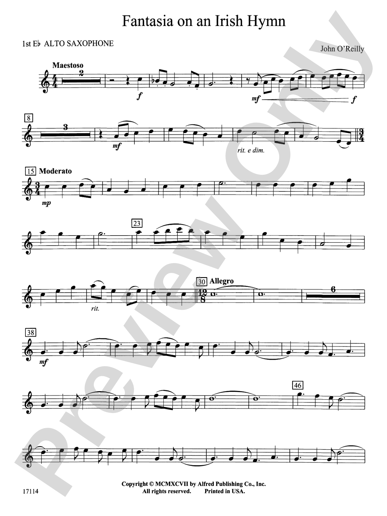Fantasia on an Irish Hymn: E-flat Alto Saxophone