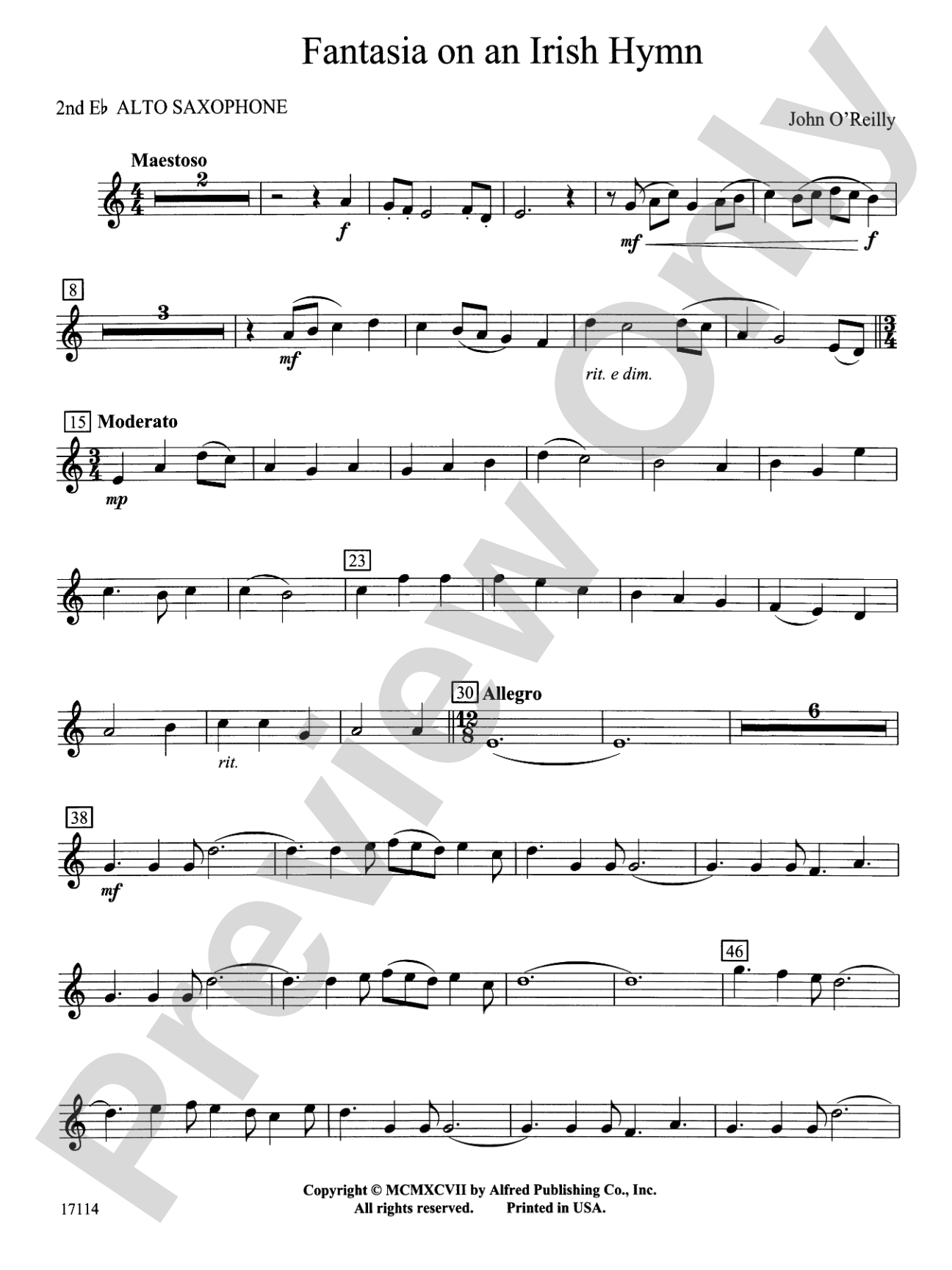 Fantasia on an Irish Hymn: 2nd E-flat Alto Saxophone