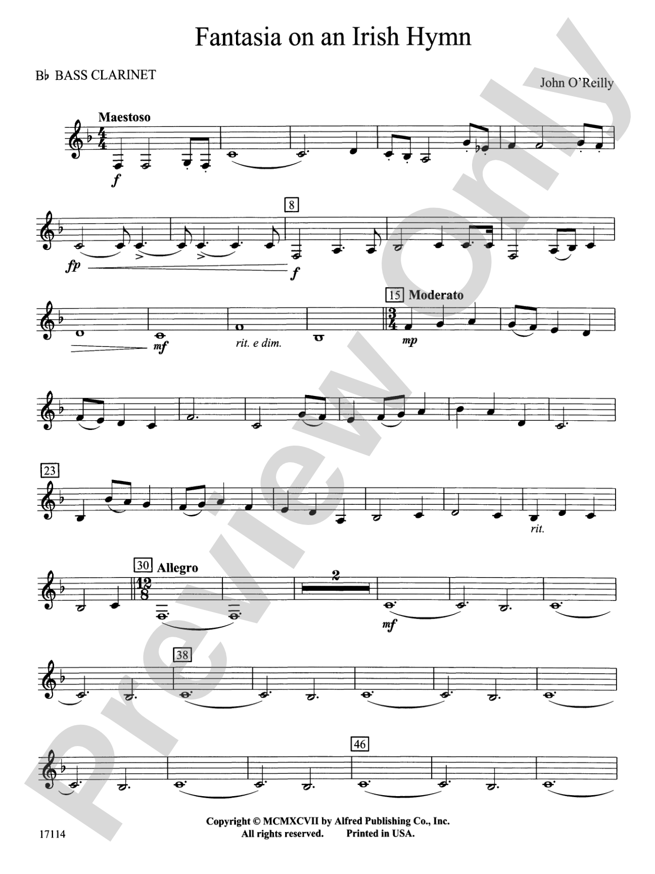 Fantasia on an Irish Hymn: B-flat Bass Clarinet