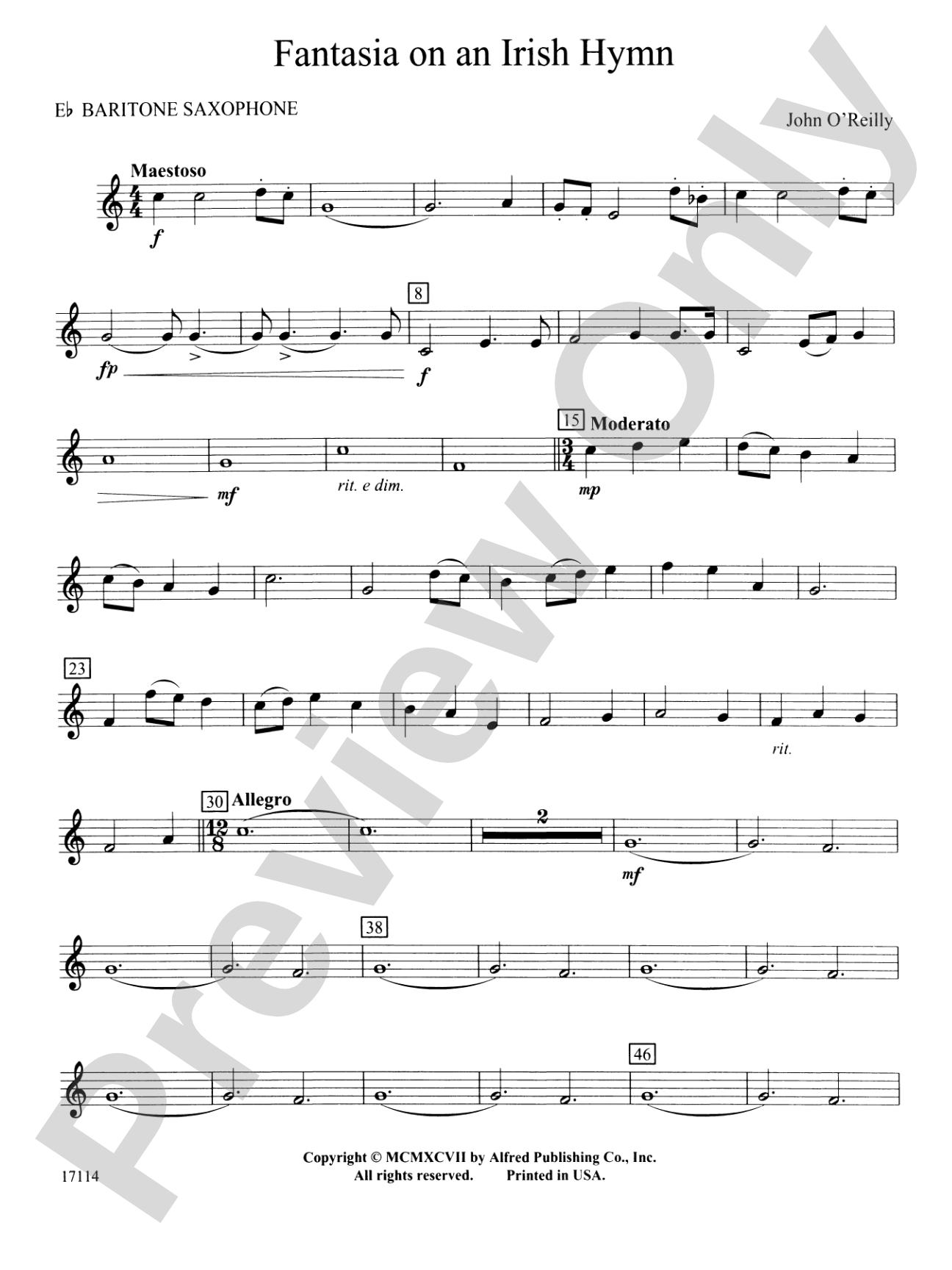 Fantasia on an Irish Hymn: E-flat Baritone Saxophone