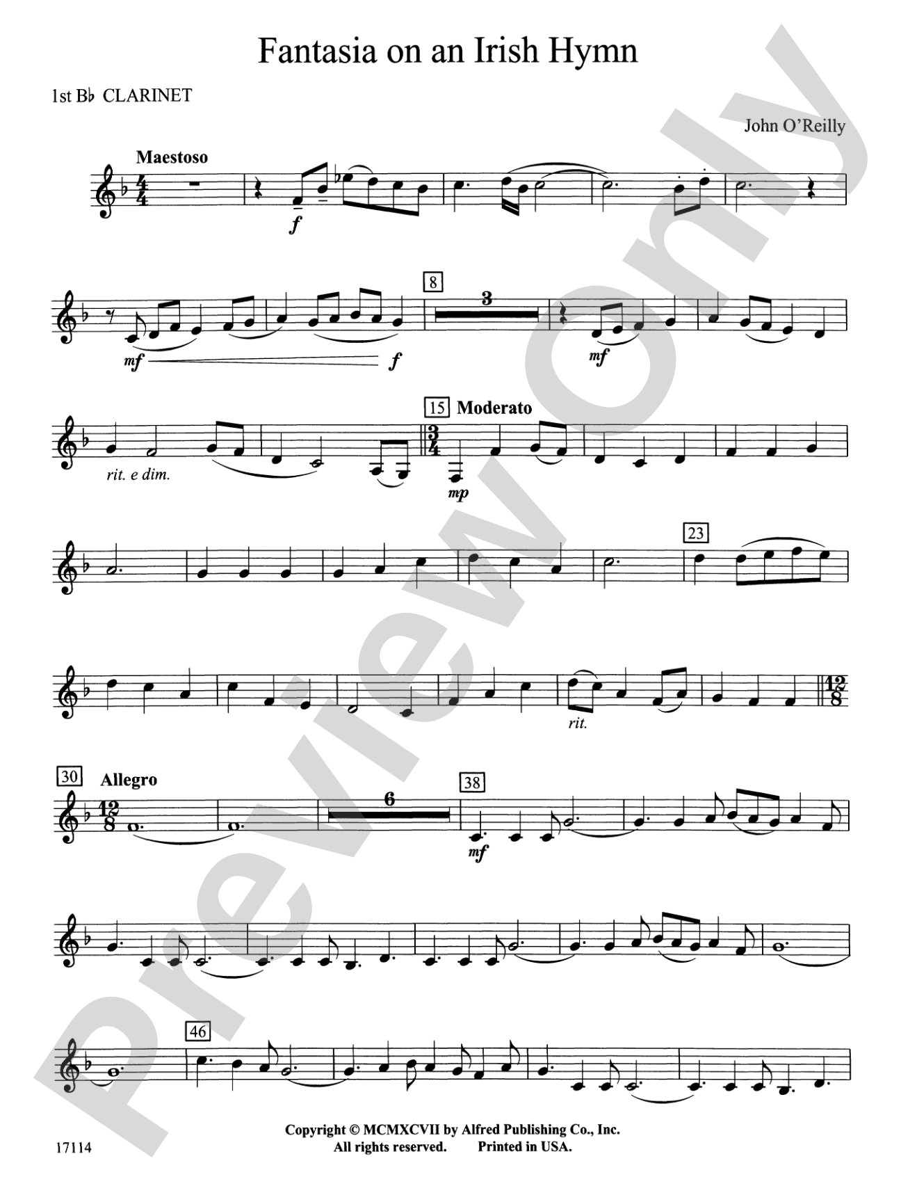 Fantasia on an Irish Hymn: 1st B-flat Clarinet