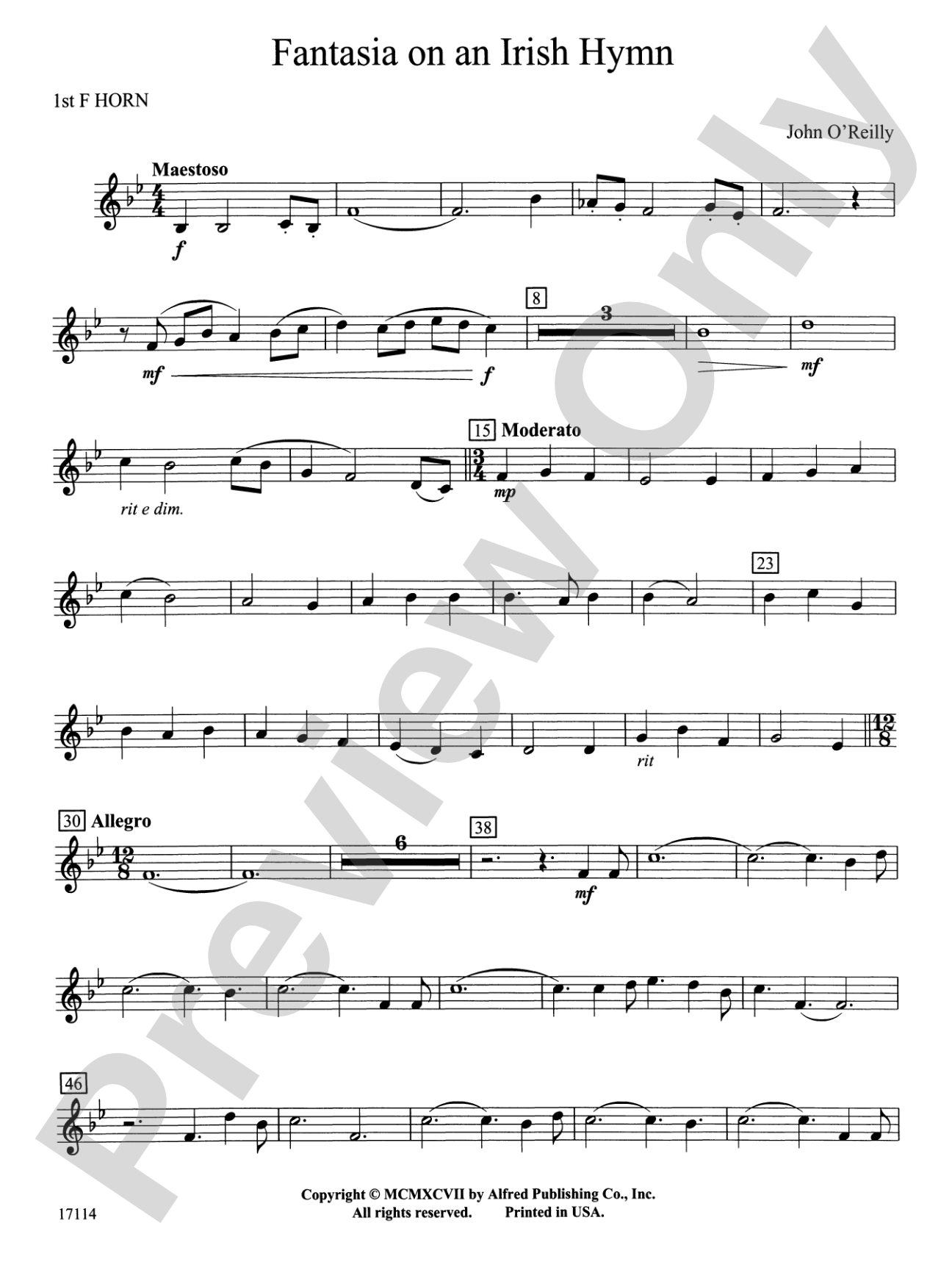 Fantasia on an Irish Hymn: 1st F Horn