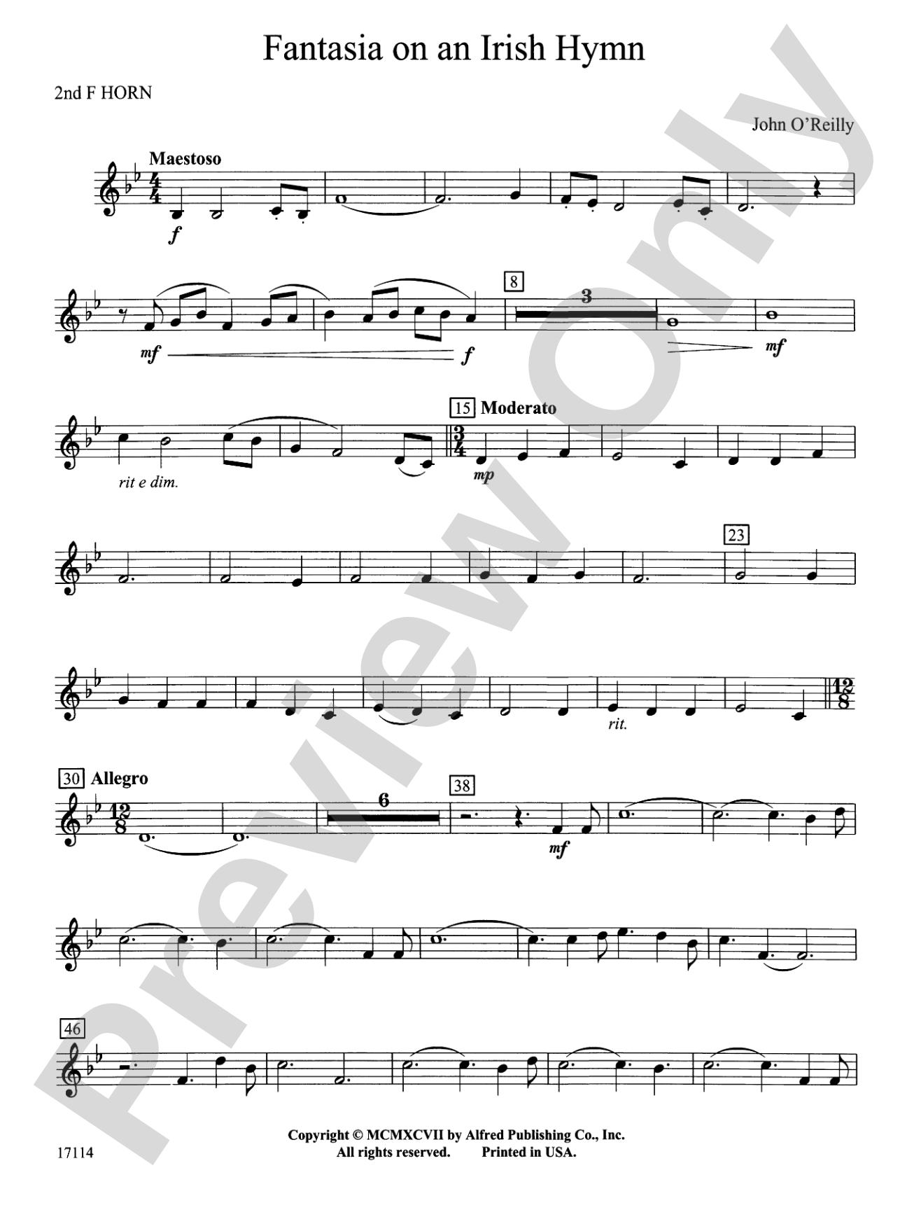 Fantasia on an Irish Hymn: 2nd F Horn