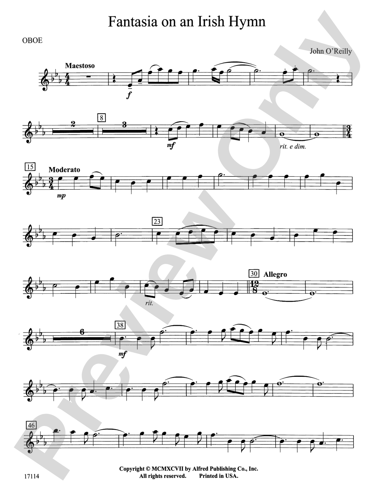 Fantasia on an Irish Hymn: Oboe