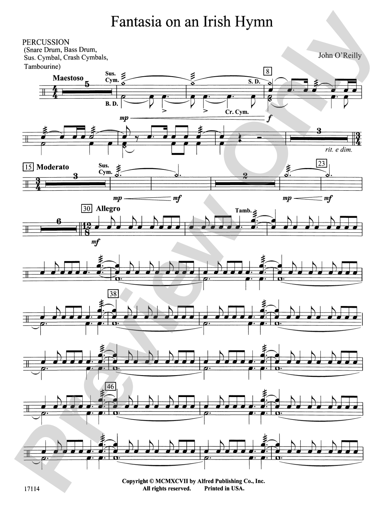 Fantasia on an Irish Hymn: 1st Percussion