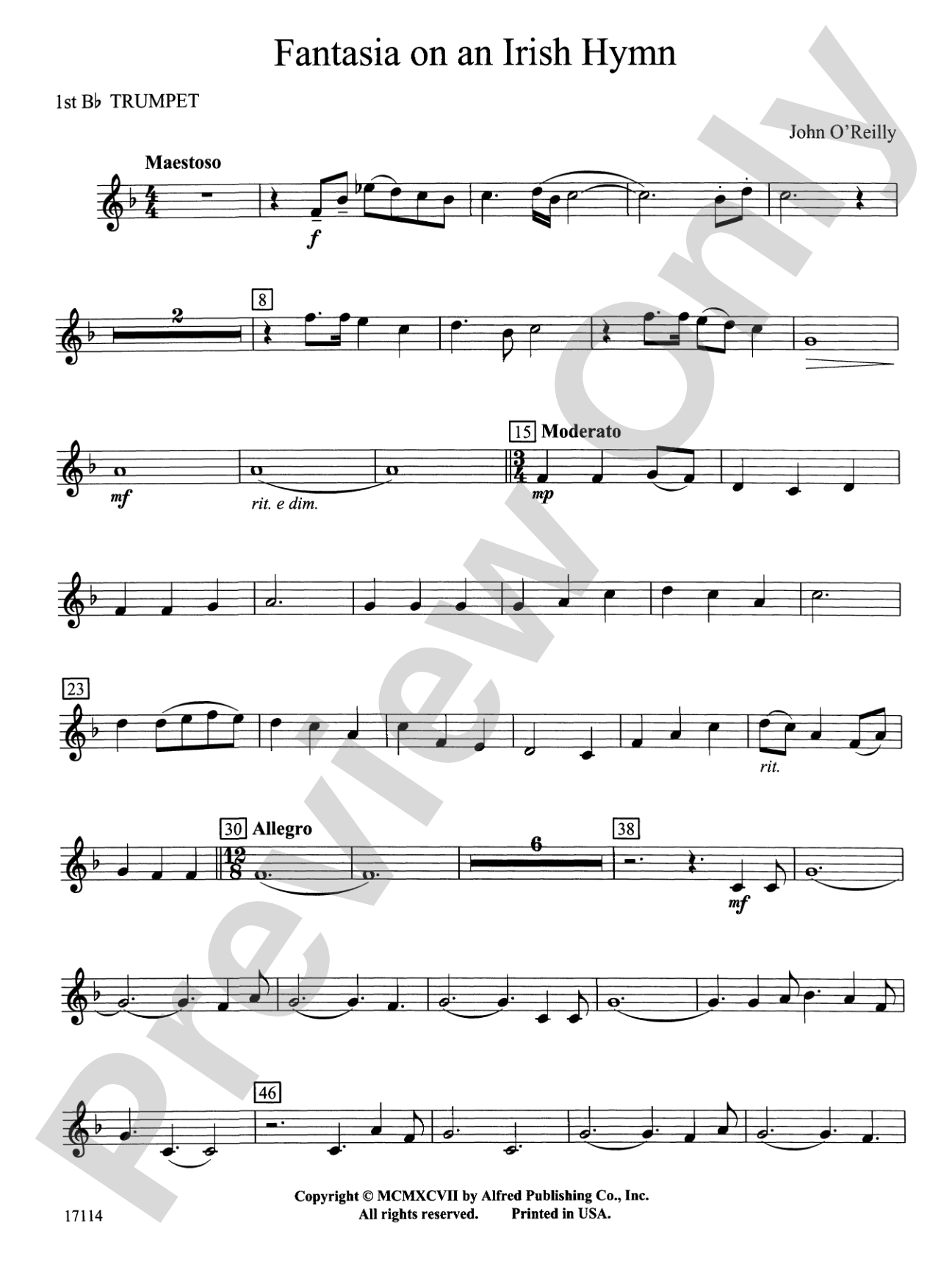 Fantasia on an Irish Hymn: 1st B-flat Trumpet