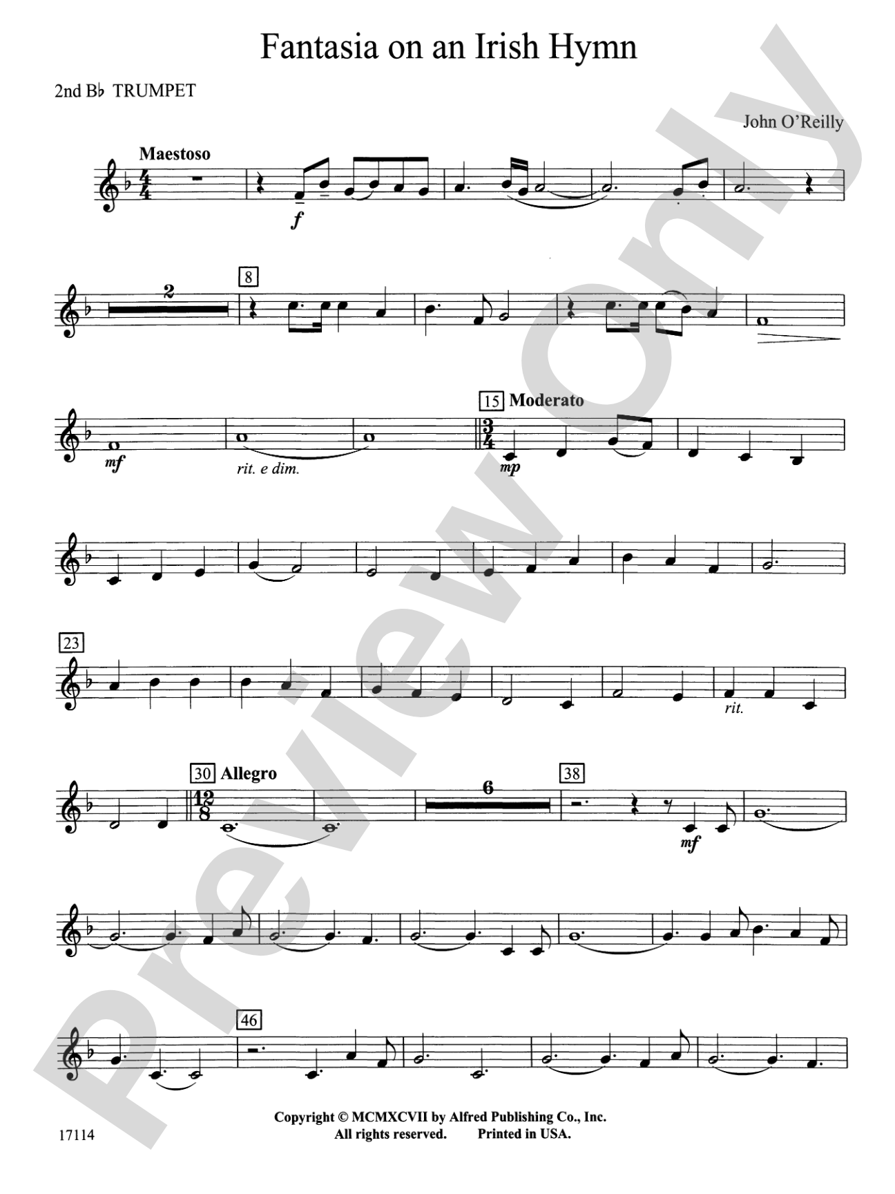Fantasia on an Irish Hymn: 2nd B-flat Trumpet