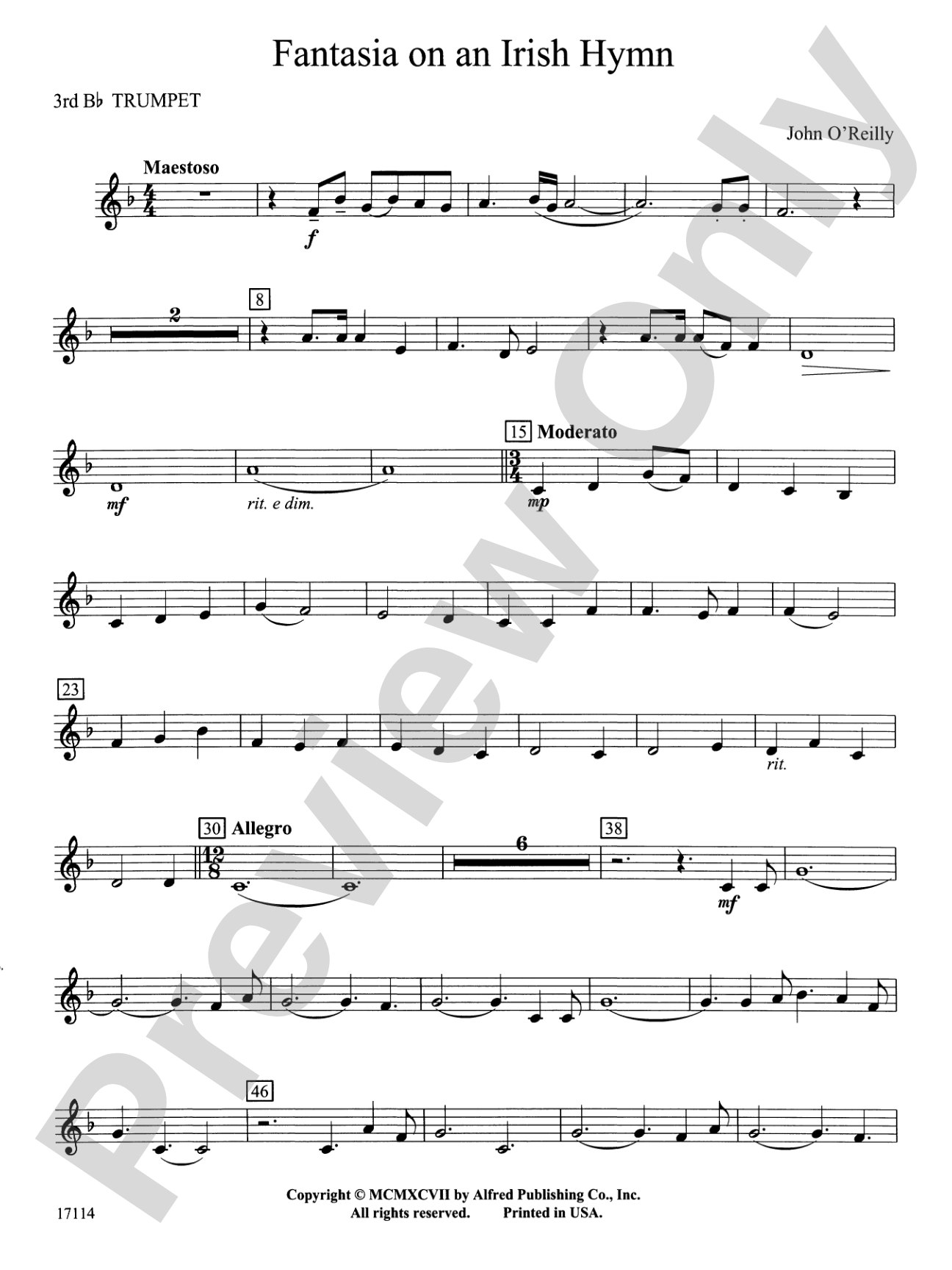 Fantasia on an Irish Hymn: 3rd B-flat Trumpet