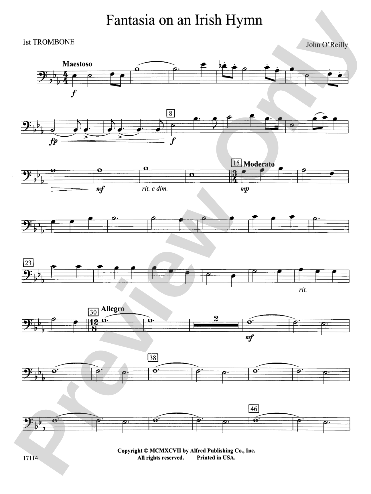 Fantasia on an Irish Hymn: 1st Trombone