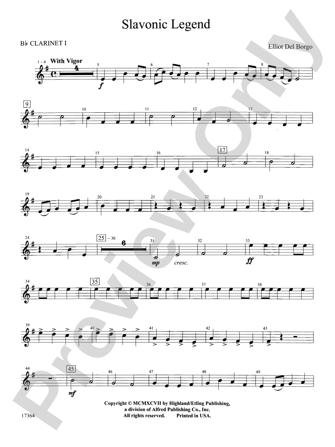 Slavonic Legend: 1st B-flat Clarinet