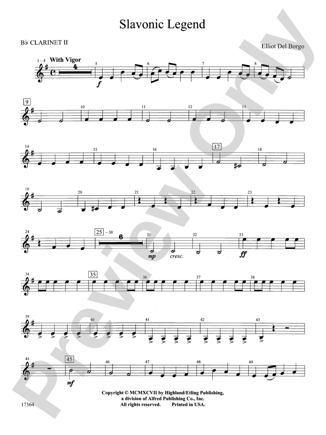 Slavonic Legend: 2nd B-flat Clarinet