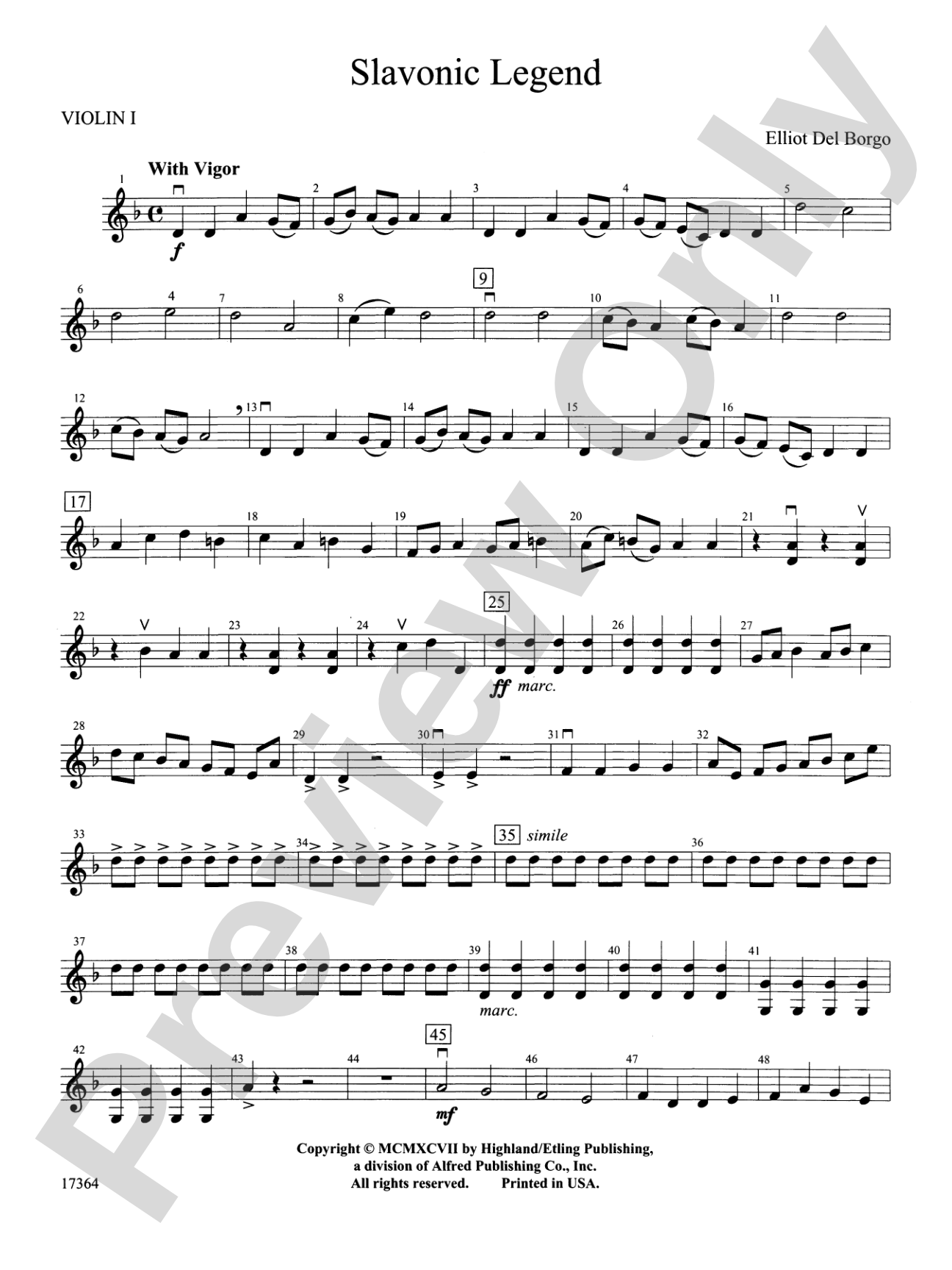 Slavonic Legend: 1st Violin