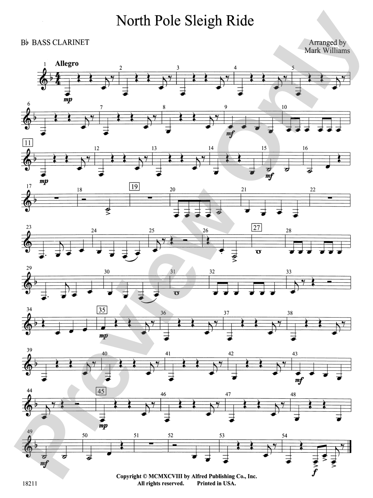 North Pole Sleigh Ride: B-flat Bass Clarinet