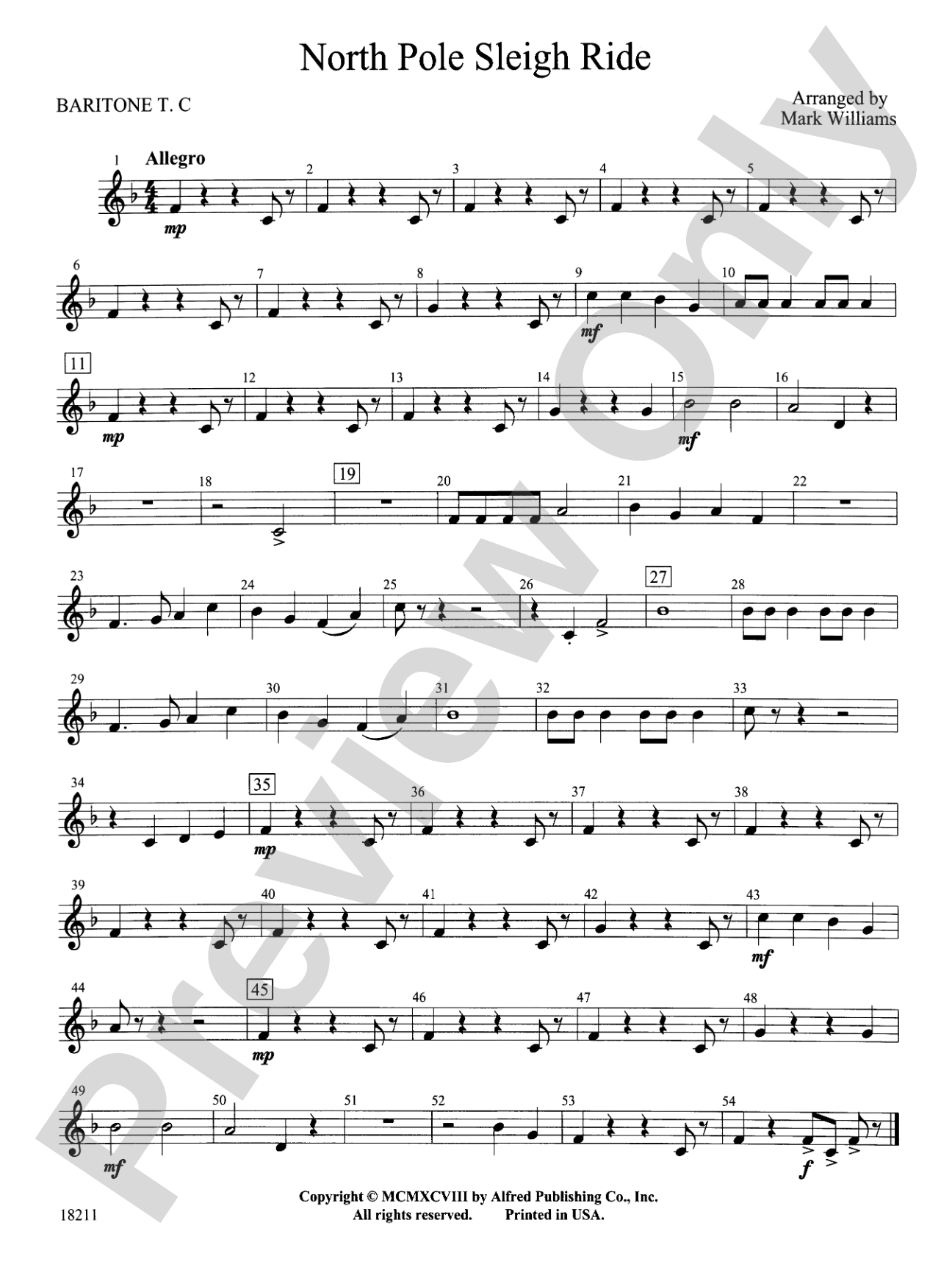 North Pole Sleigh Ride: Baritone T.C.