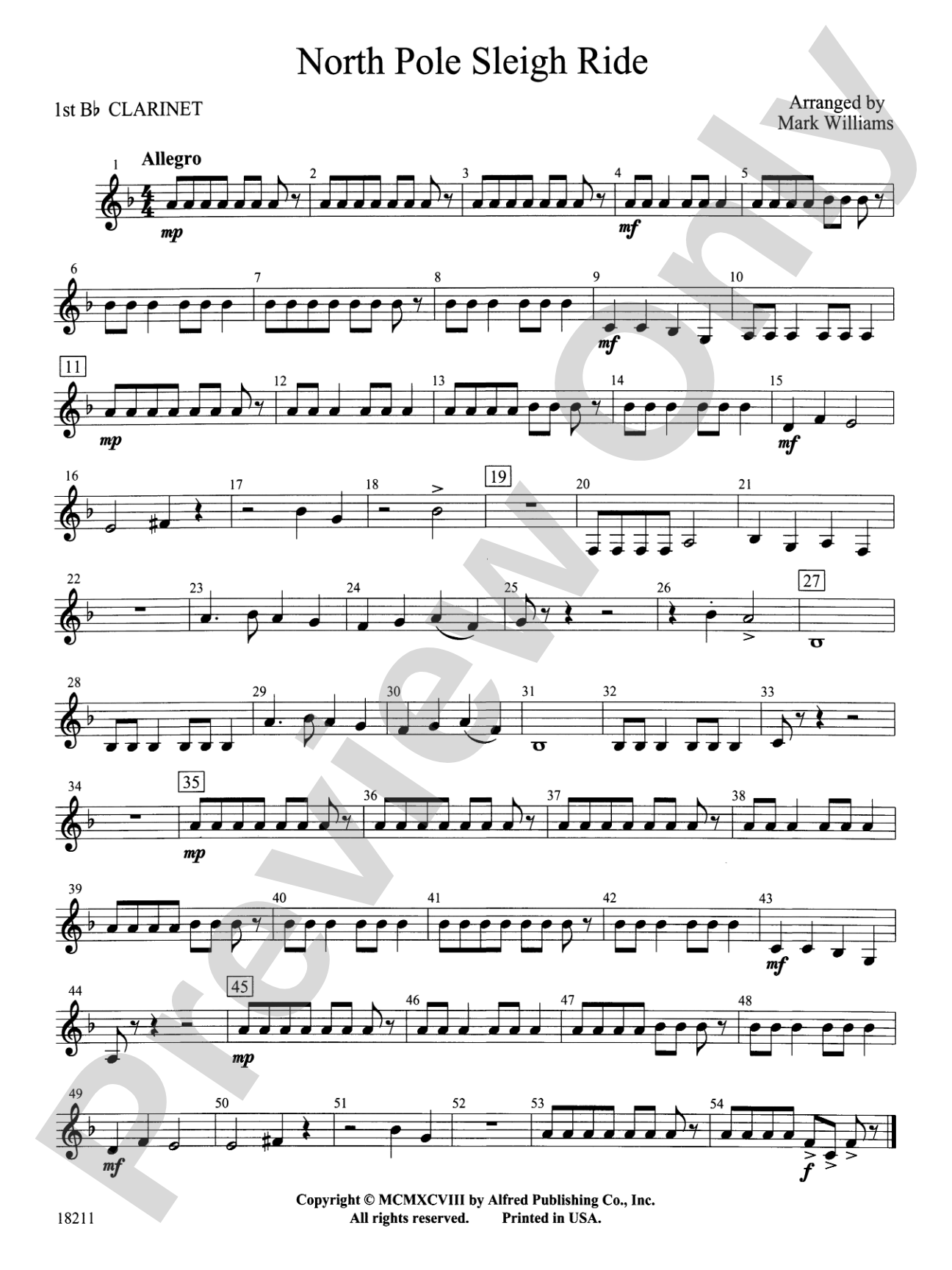 North Pole Sleigh Ride: 1st B-flat Clarinet