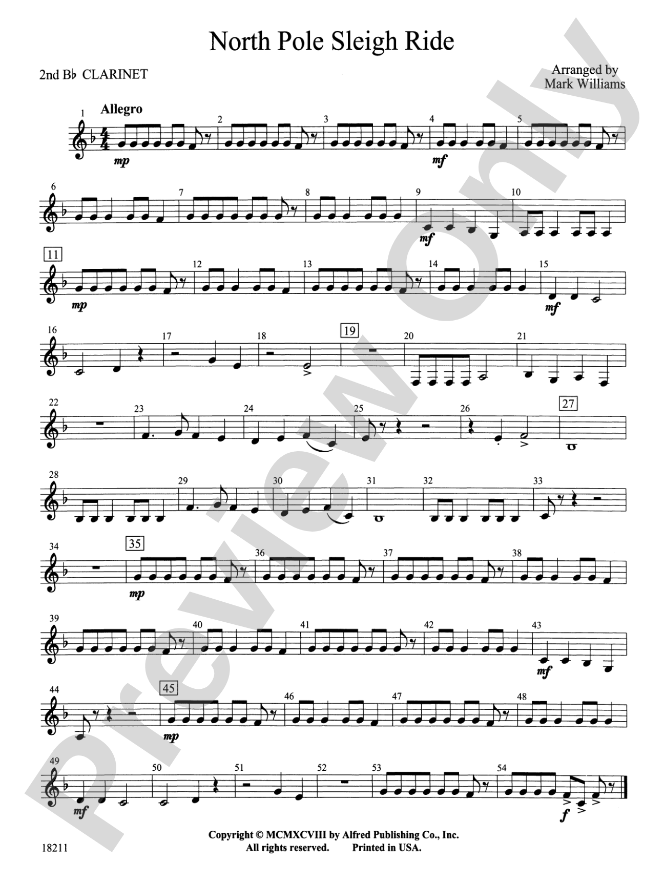 North Pole Sleigh Ride: 2nd B-flat Clarinet