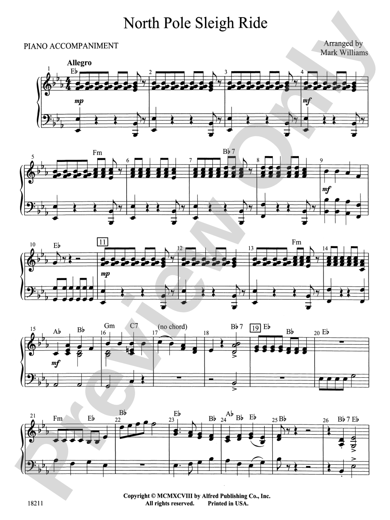 North Pole Sleigh Ride: Piano Accompaniment