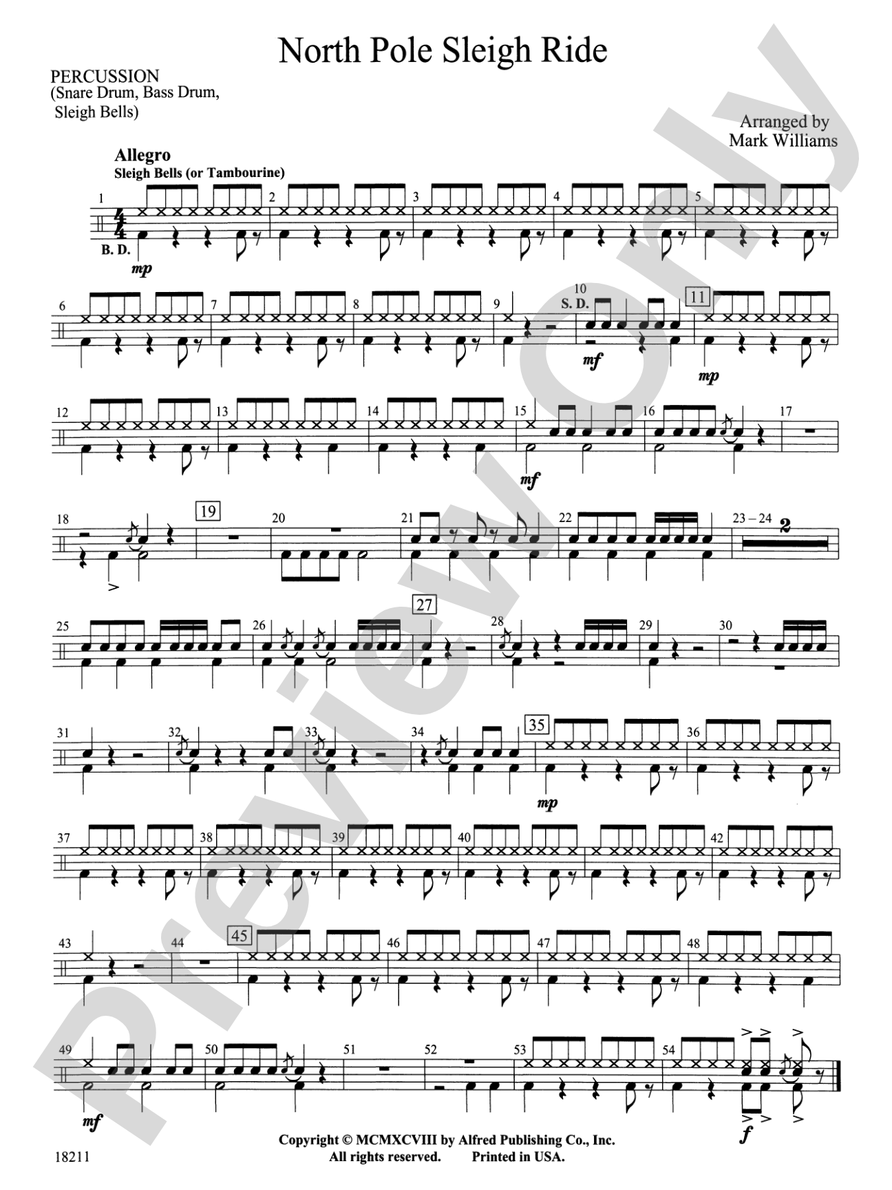 North Pole Sleigh Ride: 1st Percussion