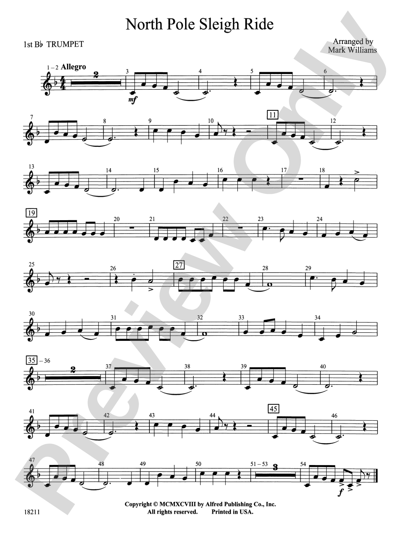 North Pole Sleigh Ride: 1st B-flat Trumpet