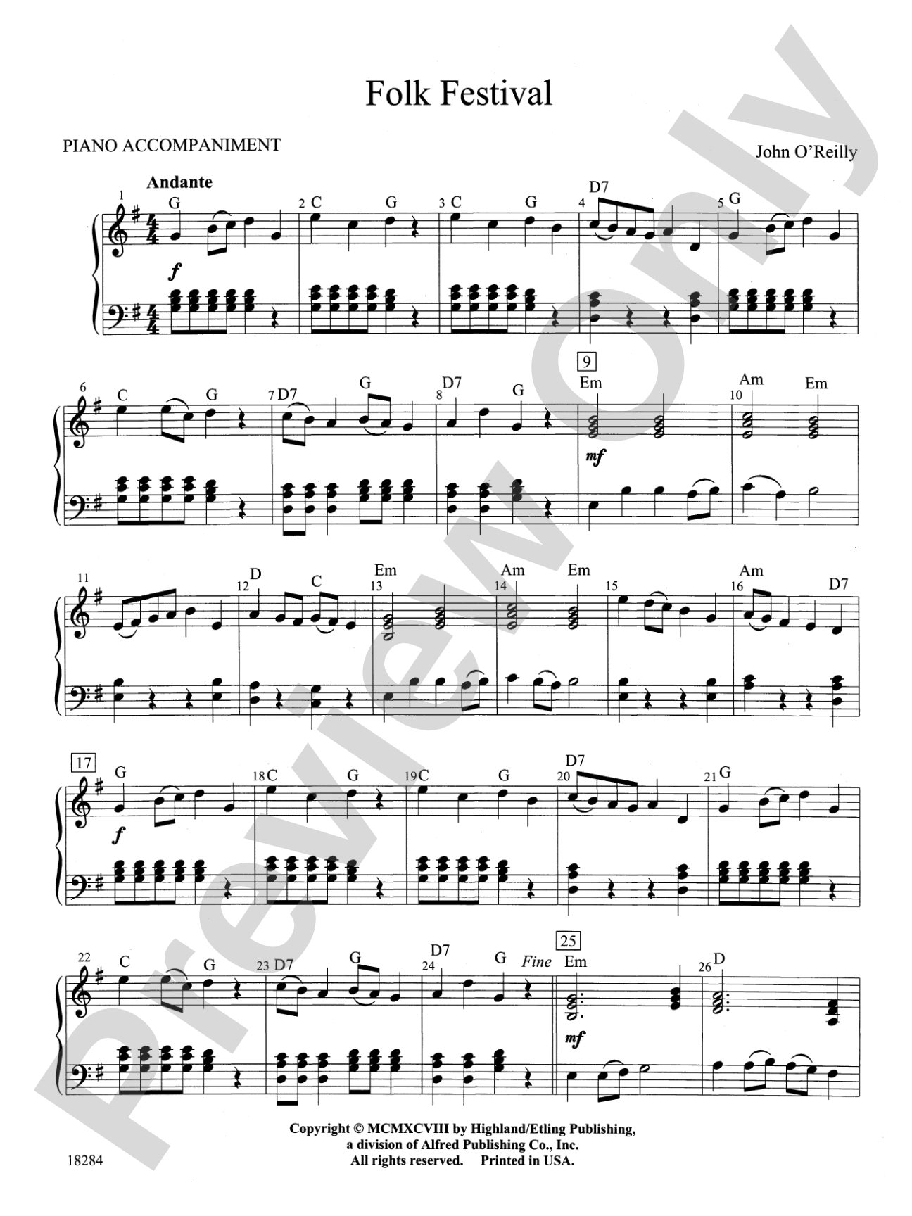 Folk Festival: Piano Accompaniment