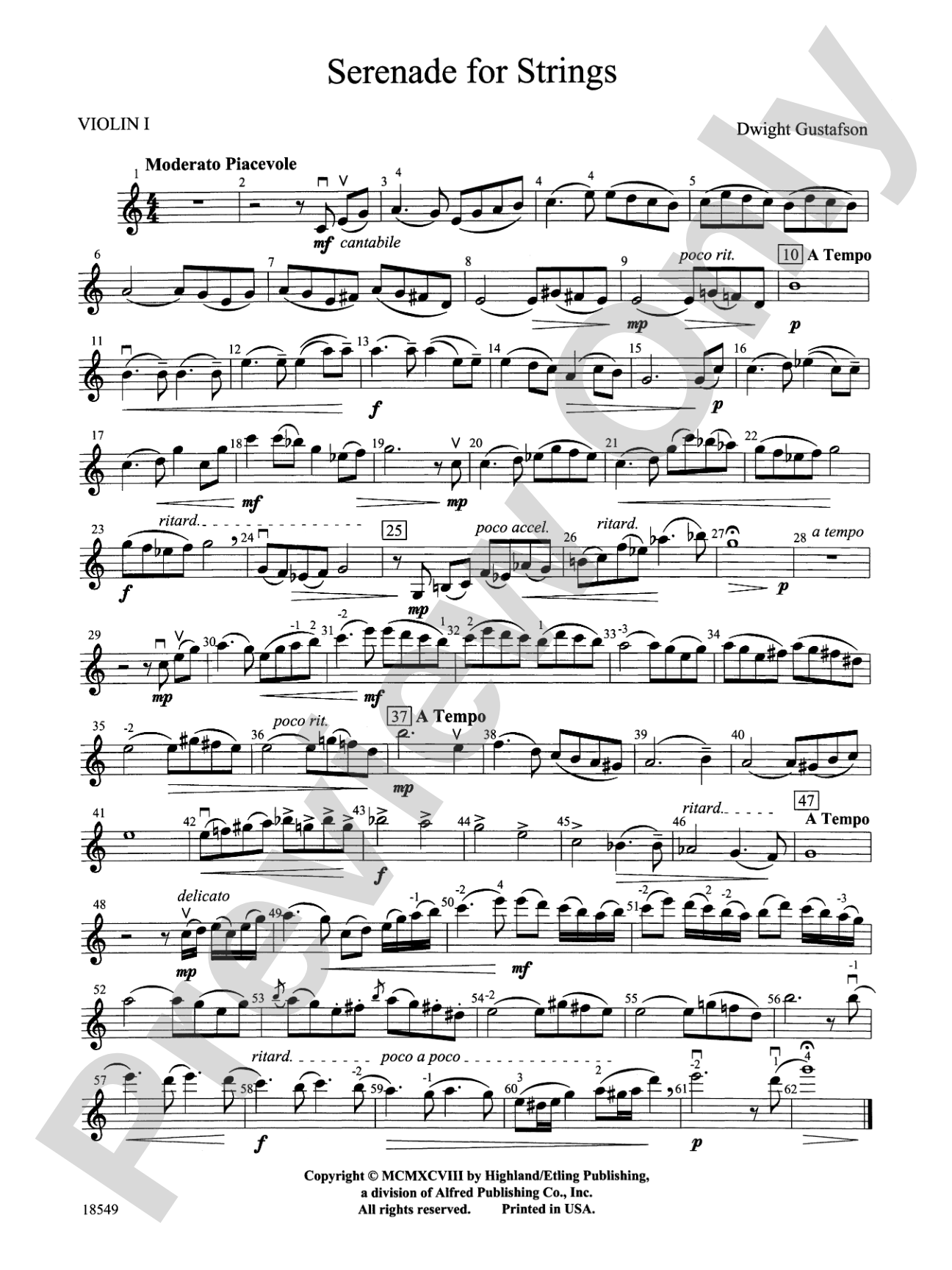 Serenade for Strings: 1st Violin
