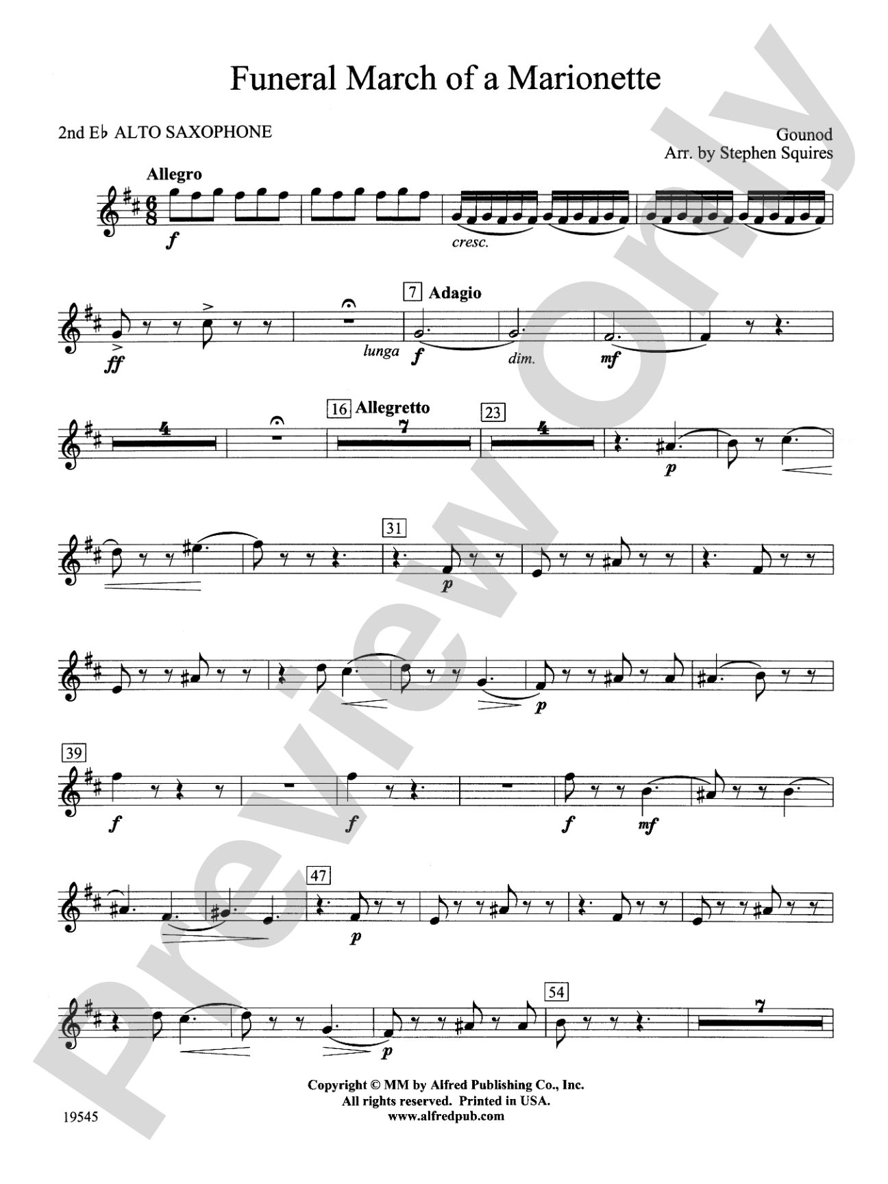 Funeral March of a Marionette: 2nd E-flat Alto Saxophone