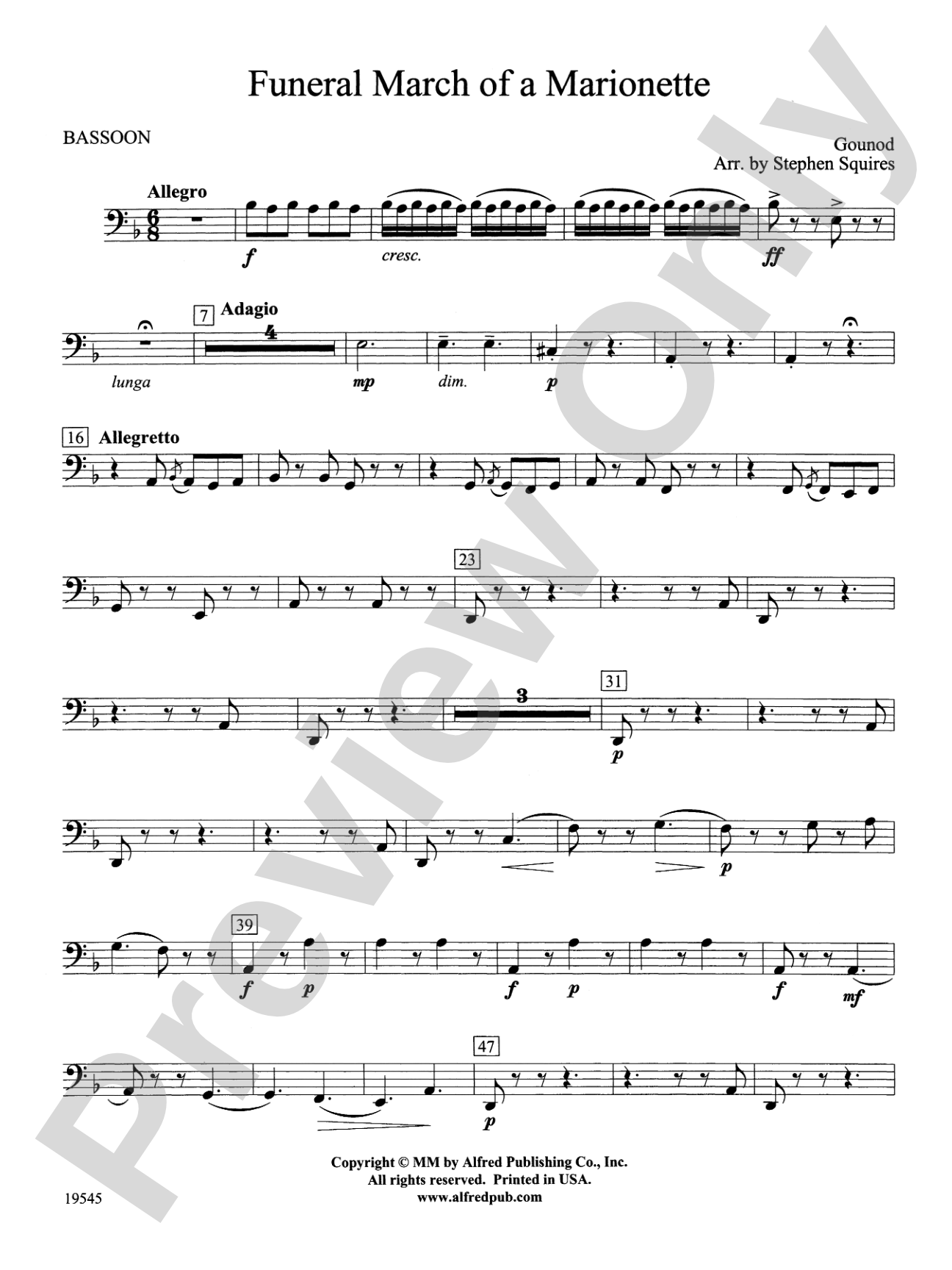 Funeral March of a Marionette: Bassoon