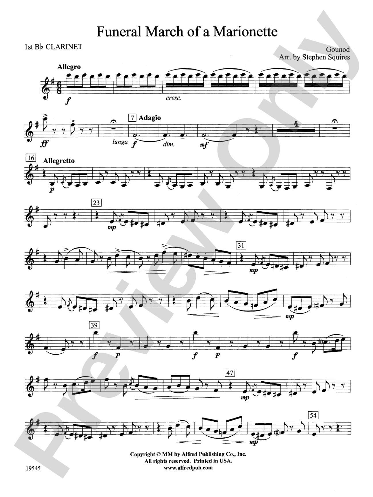 Funeral March of a Marionette: 1st B-flat Clarinet