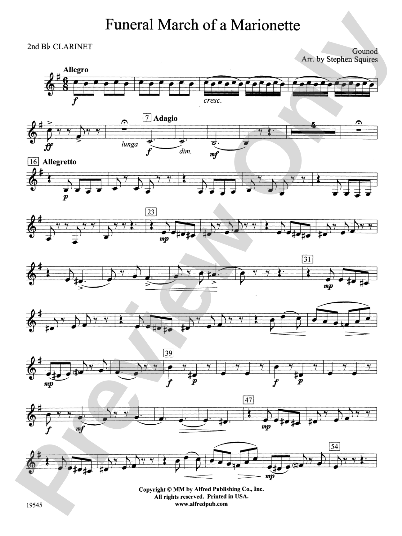 Funeral March of a Marionette: 2nd B-flat Clarinet