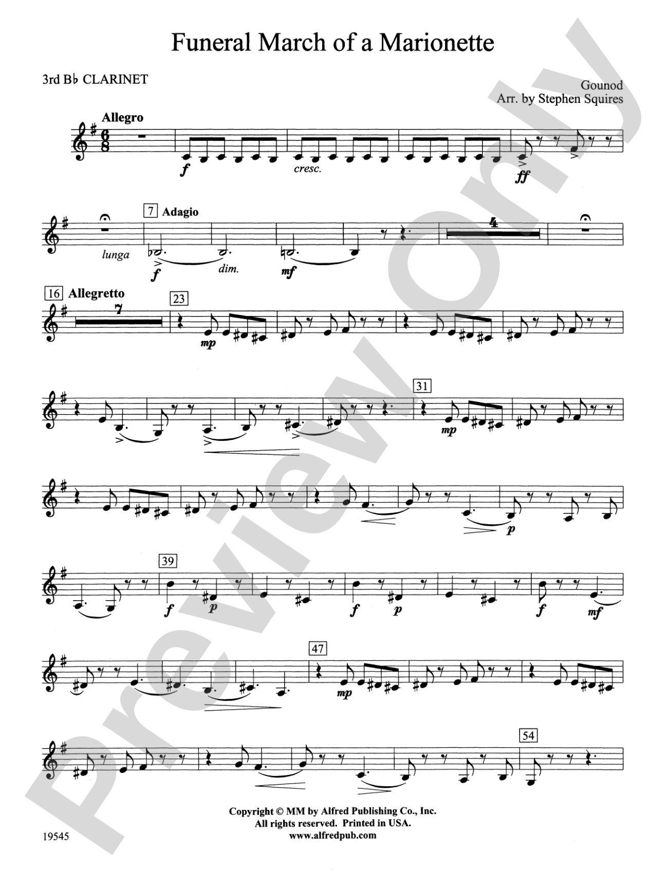 Funeral March of a Marionette: 3rd B-flat Clarinet