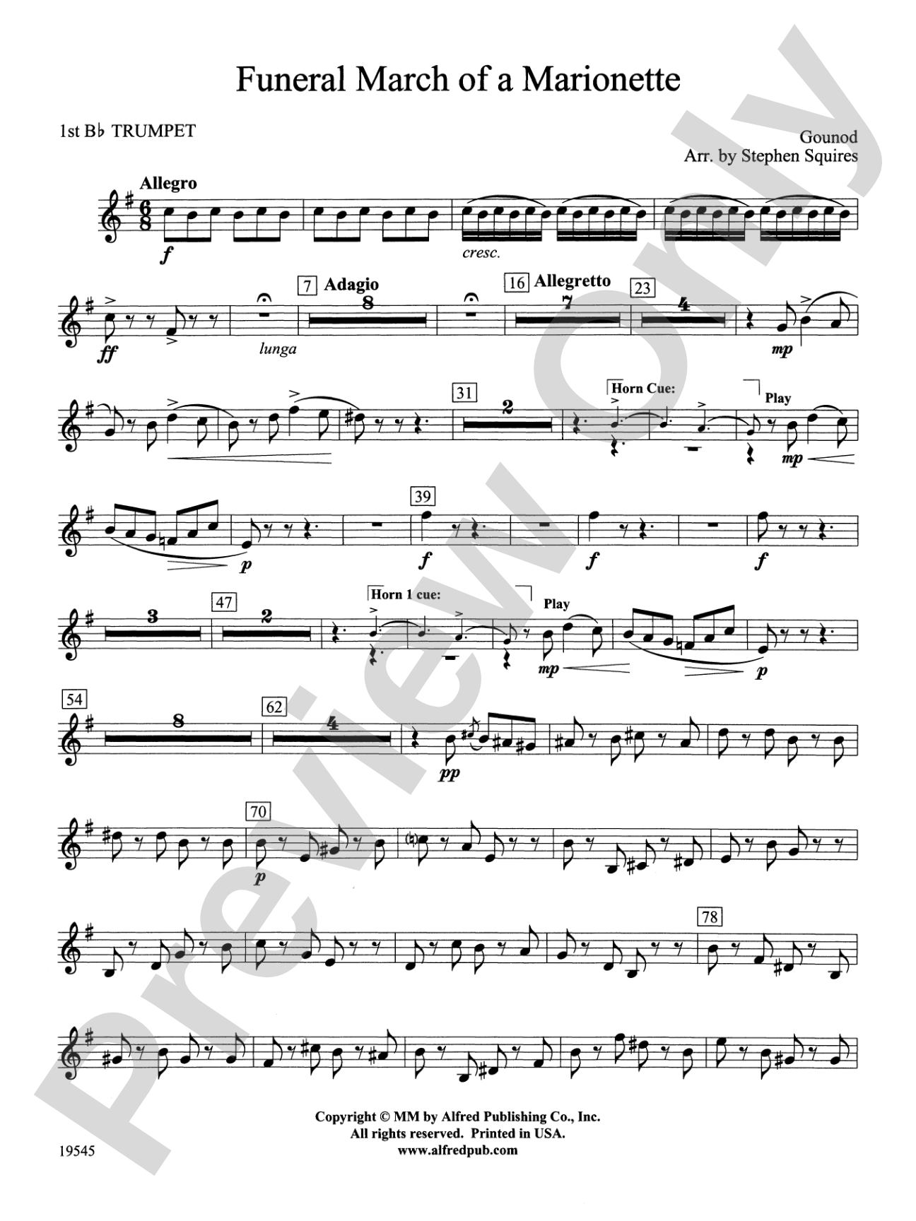 Funeral March of a Marionette: 1st B-flat Trumpet