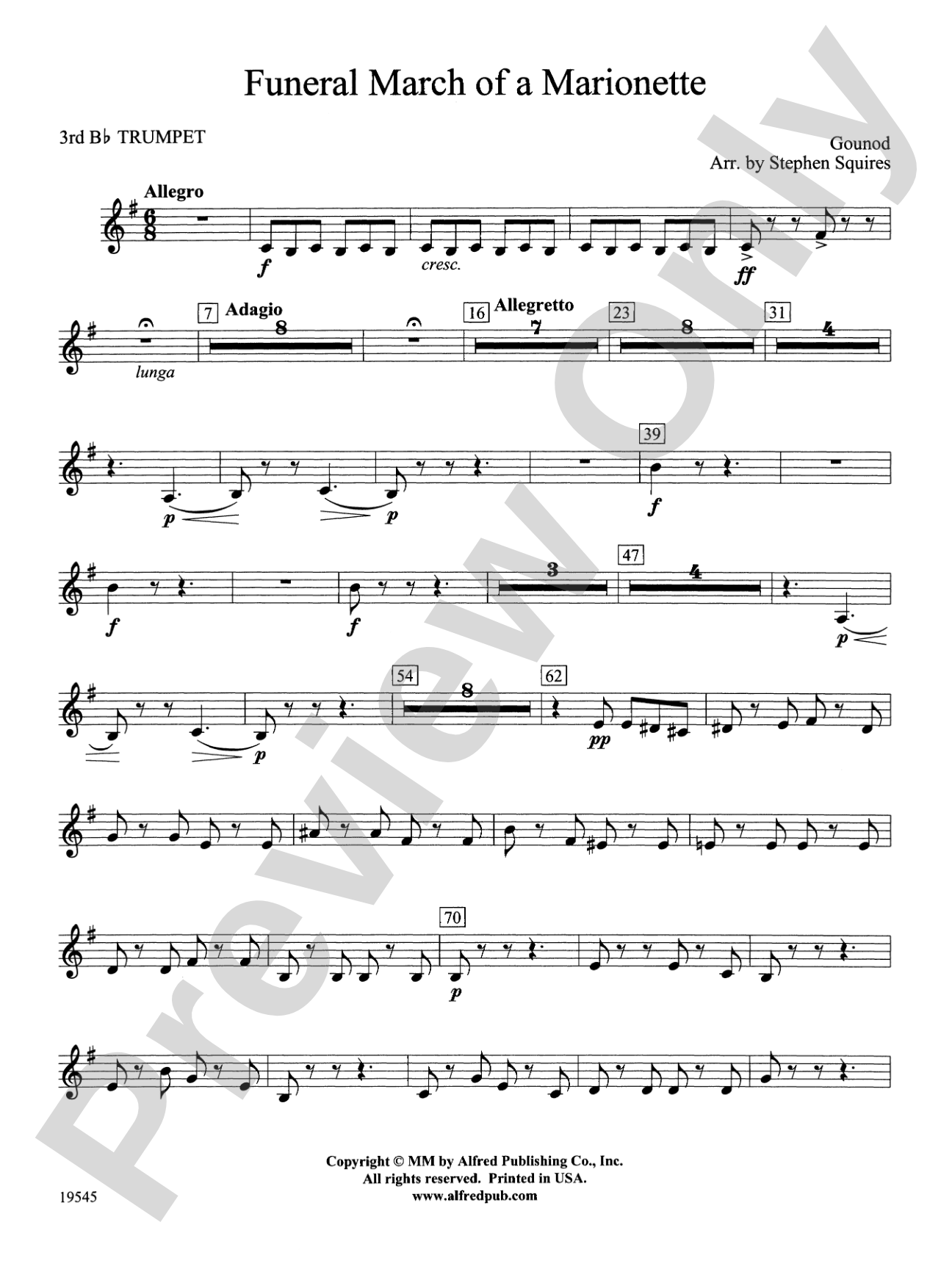 Funeral March of a Marionette: 3rd B-flat Trumpet