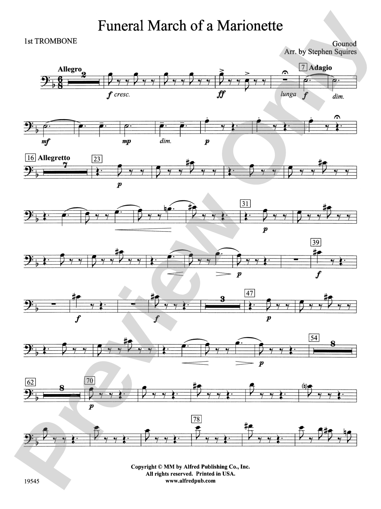 Funeral March of a Marionette: 1st Trombone