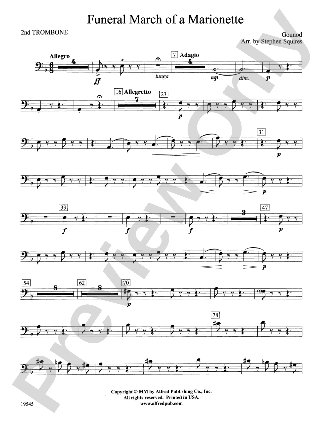 Funeral March of a Marionette: 2nd Trombone