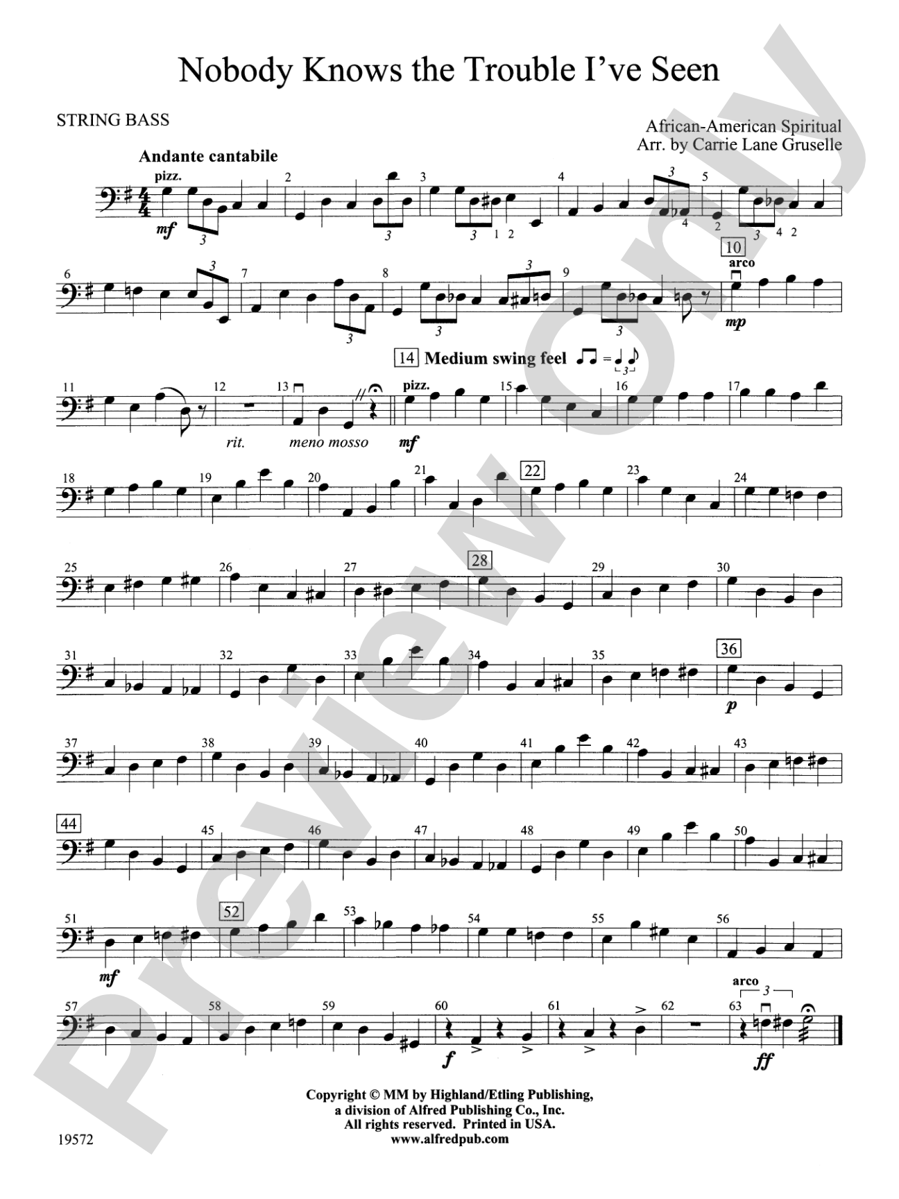 Nobody Knows the Trouble I've Seen: String Bass