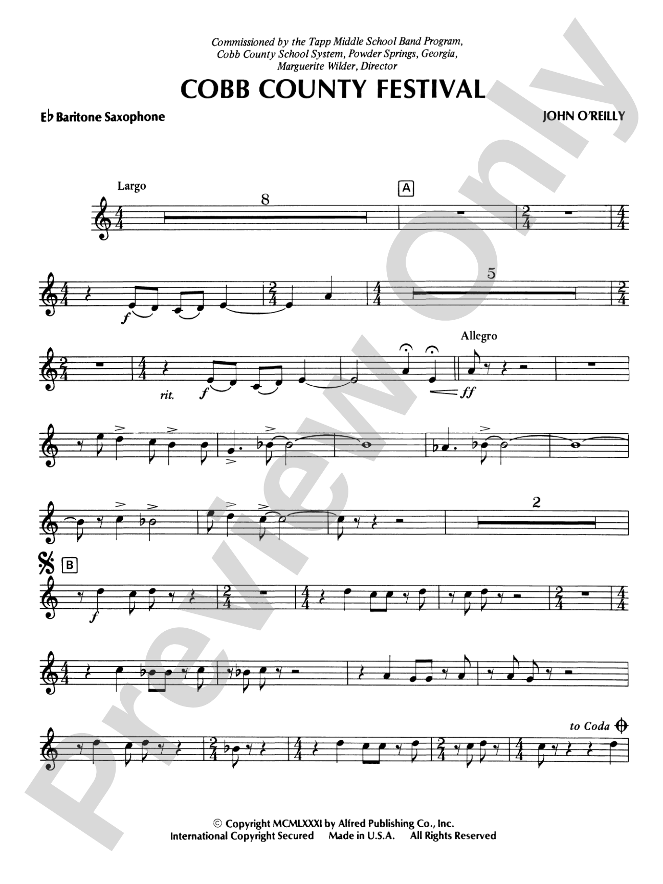Cobb County Festival: E-flat Baritone Saxophone