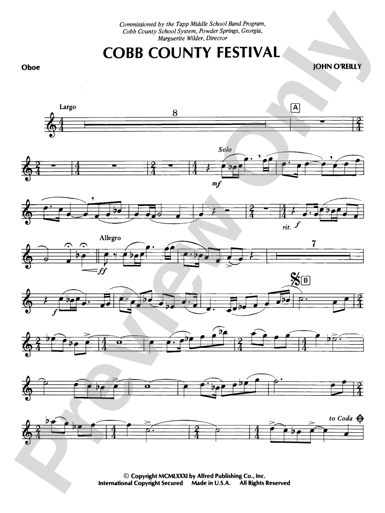 Cobb County Festival: Oboe