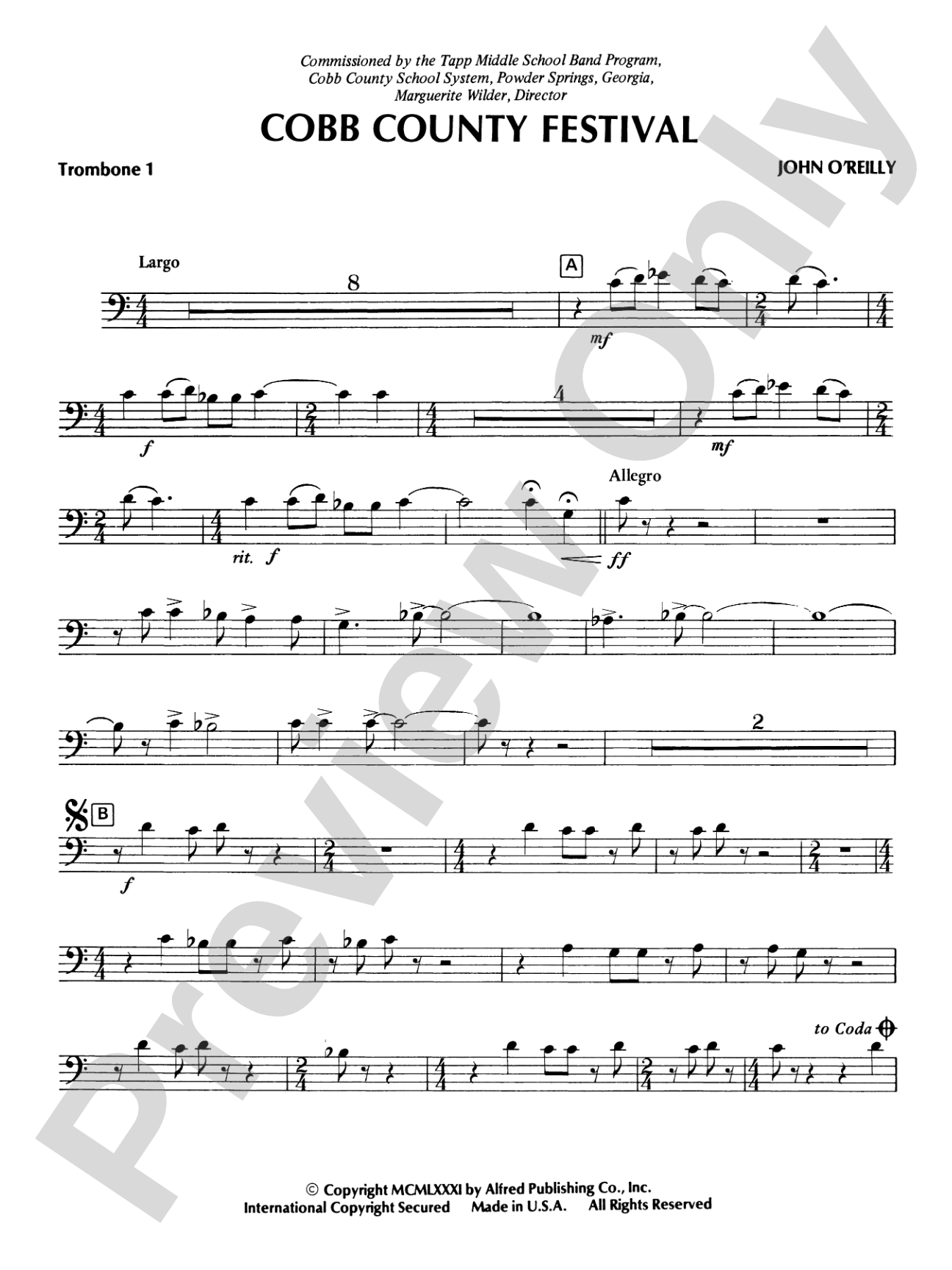 Cobb County Festival: 1st Trombone