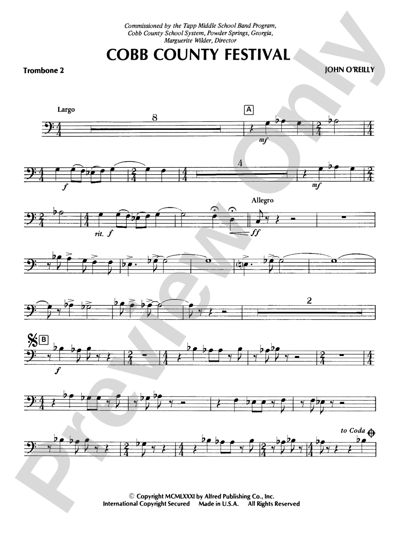 Cobb County Festival: 2nd Trombone
