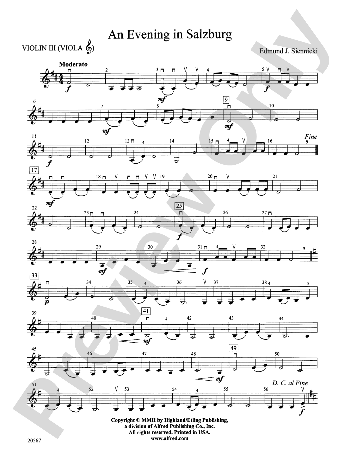 An Evening in Salzburg: 3rd Violin (Viola [TC])