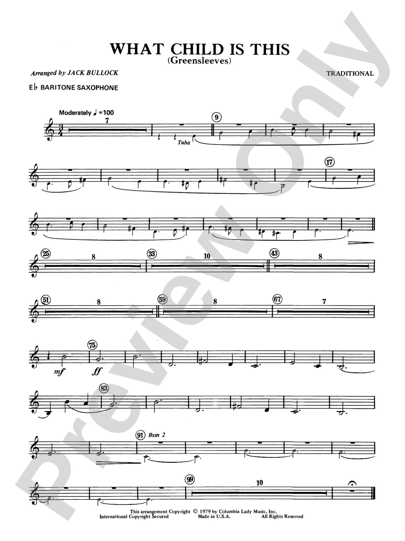 What Child Is This?: E-flat Baritone Saxophone