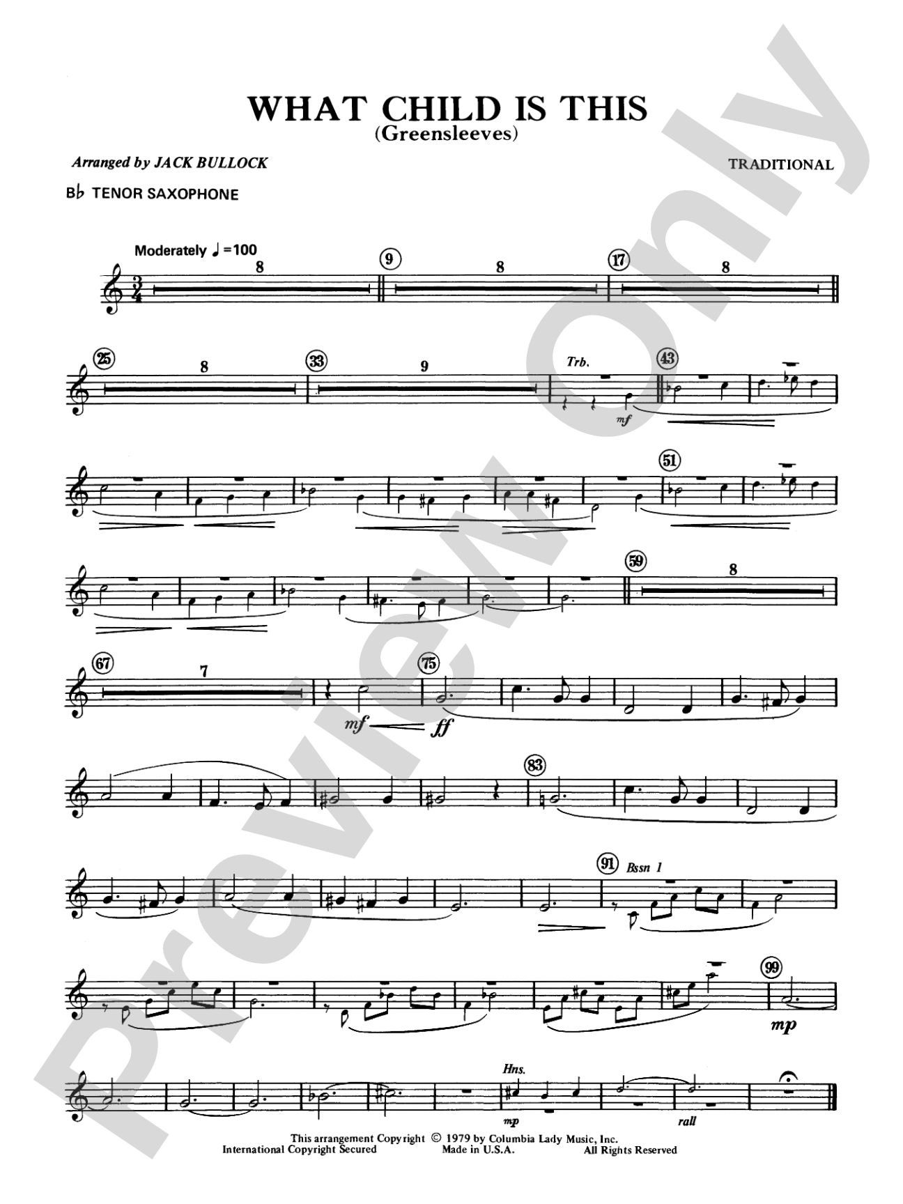 What Child Is This?: B-flat Tenor Saxophone
